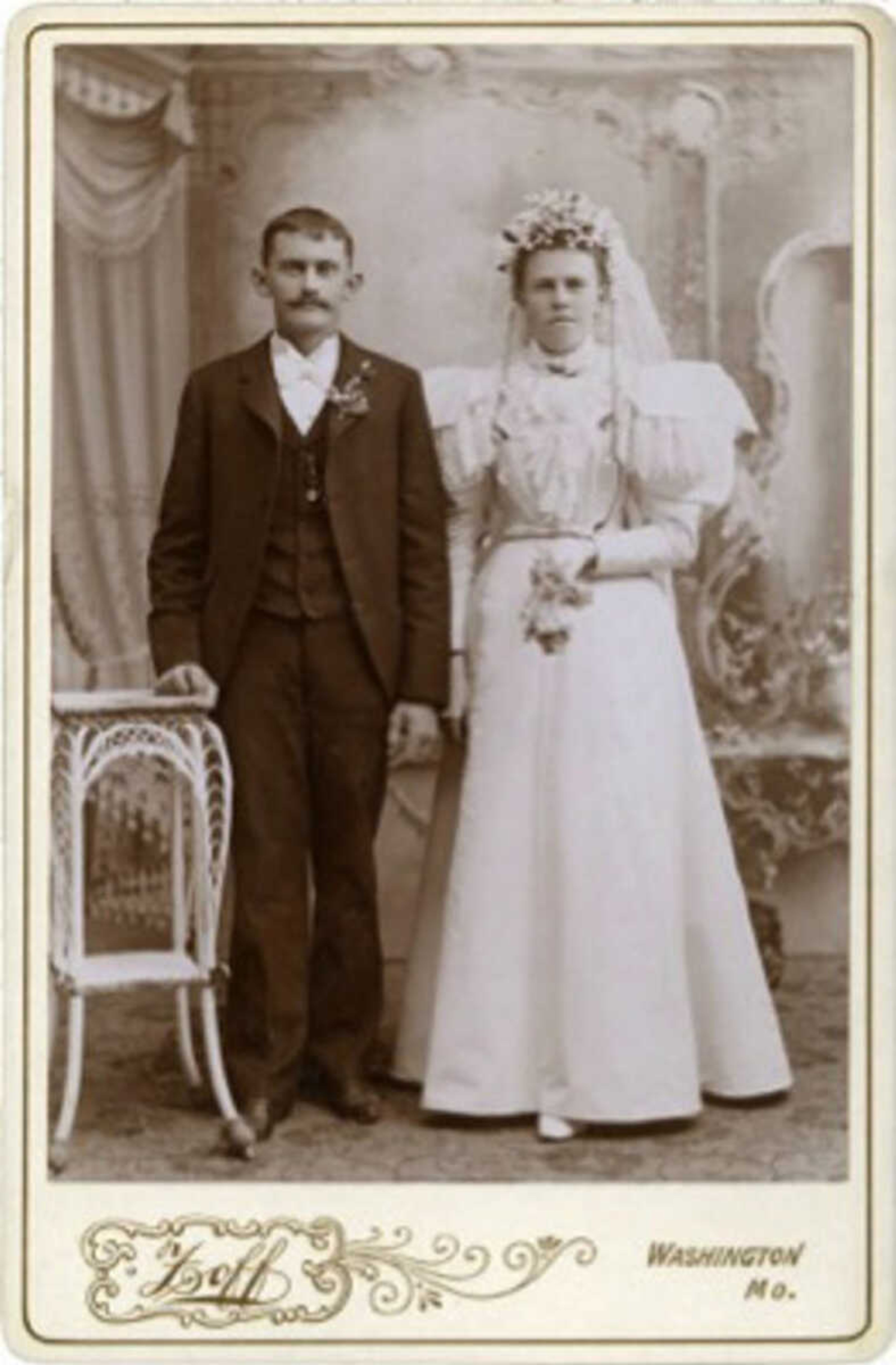 An unidentified couple married about 1890.