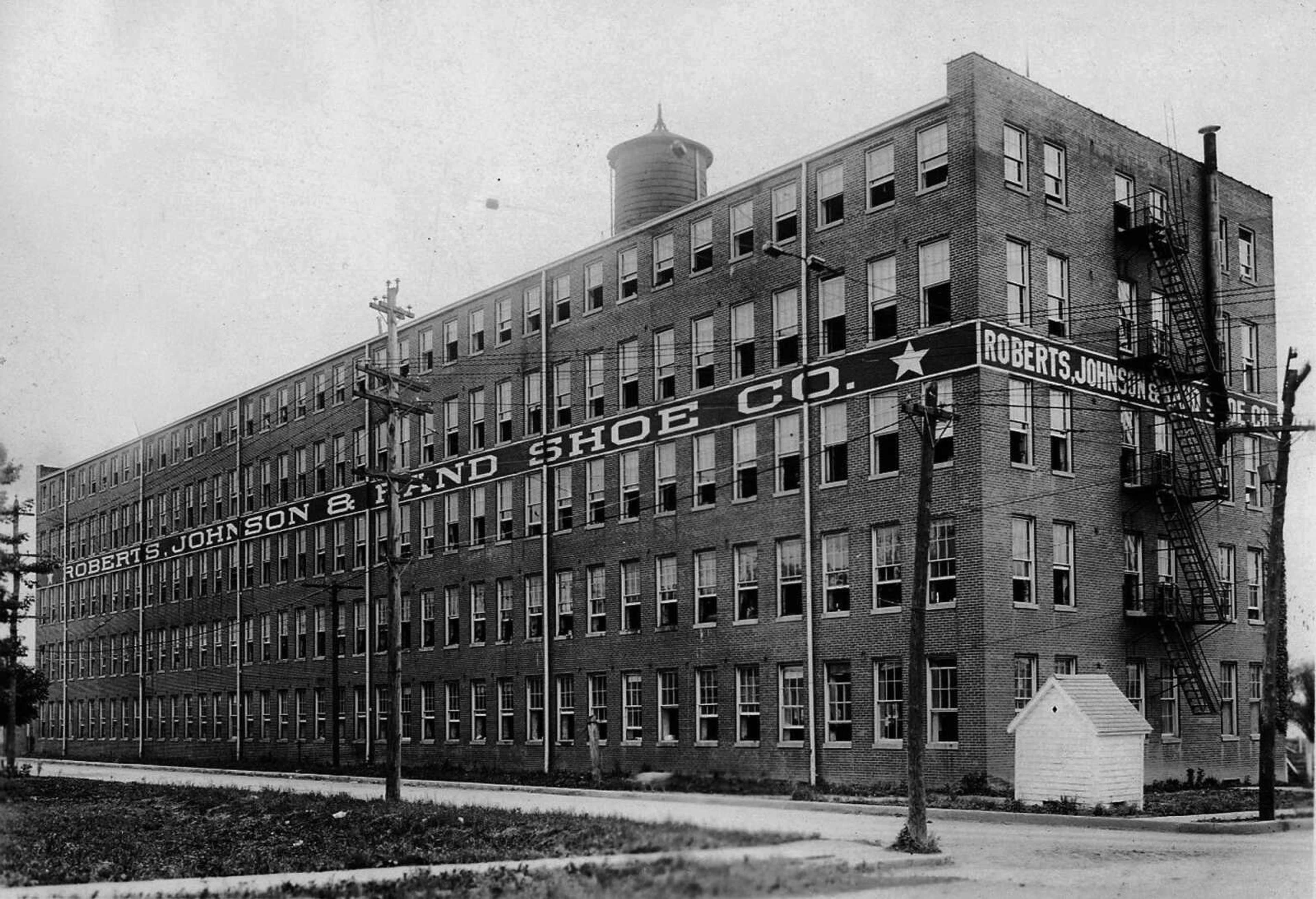 Roberts, Johnson & Rand Shoe Co. on North Main Street, circa 1920. View is from the southwest.