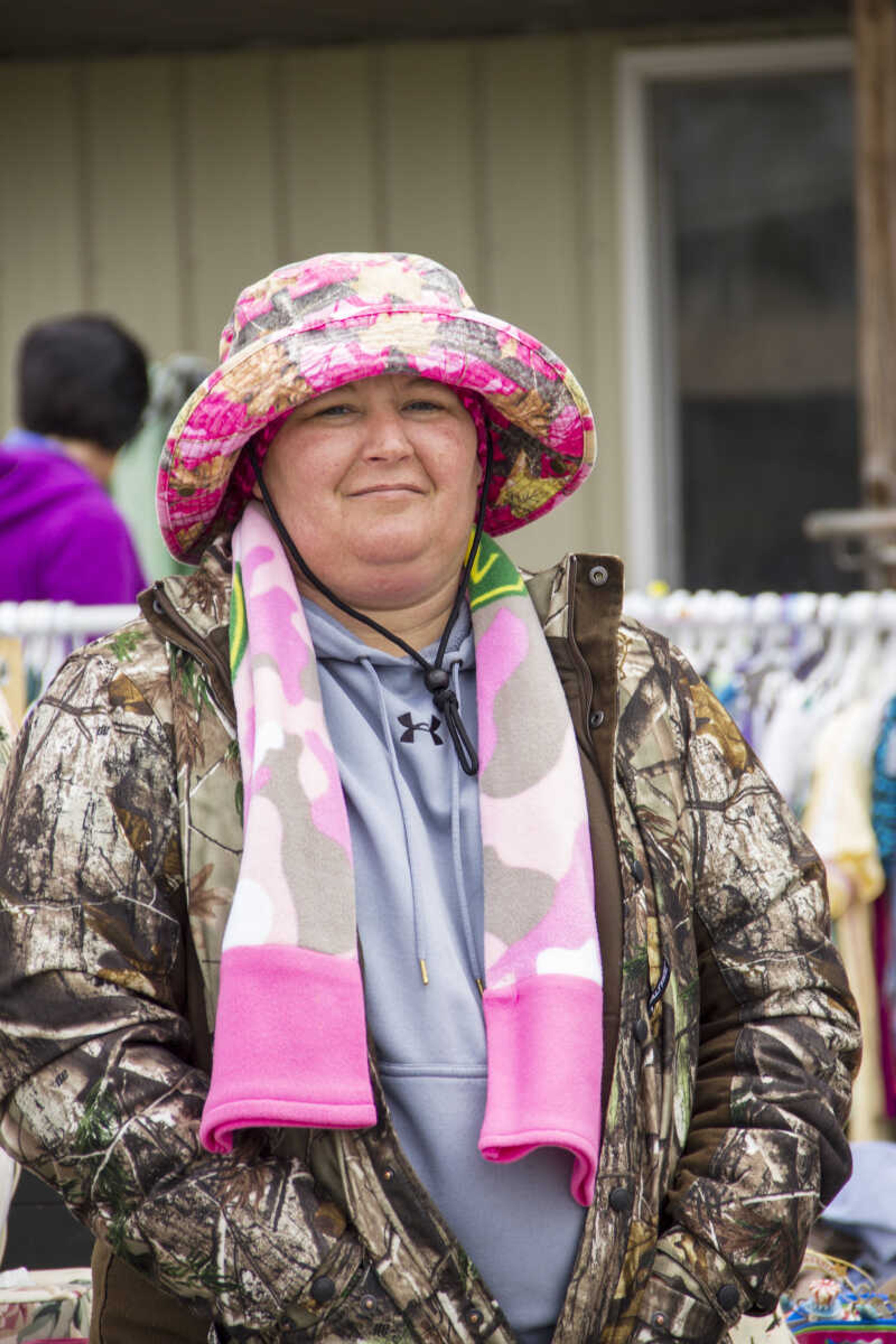 CAROL KELLISON ~ photo@semissourian.com

Driea Rodgers poses in front of her building at the 100-mile yard sale on Thursday May 22, 2015 in Advance, Missouri.