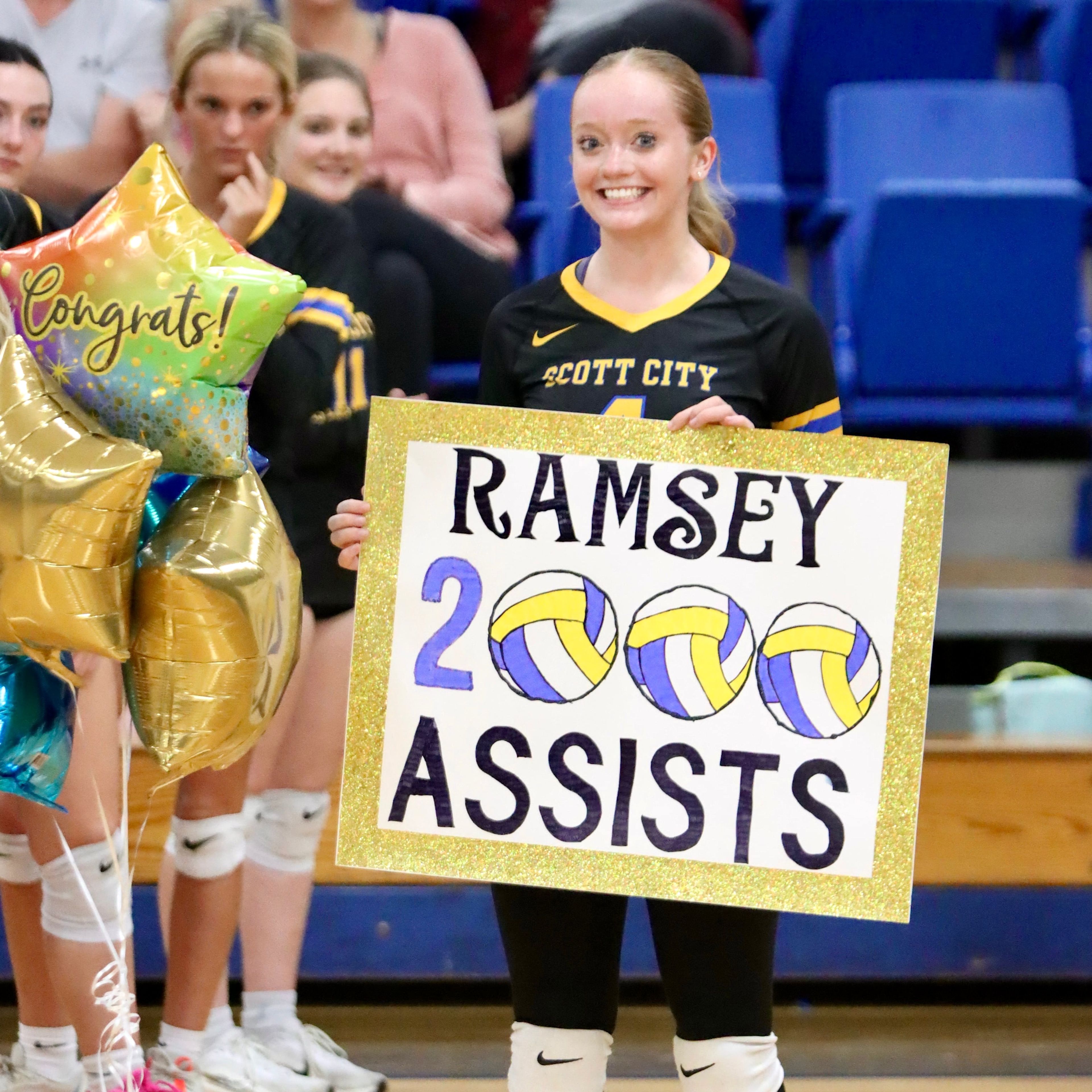 Scott City’s Ramsey Spinks is recognized for becoming the first player in Scott City history to eclipse 2,000 career assists during a match against Clarkton on Wednesday, Oct. 9, in Scott City.