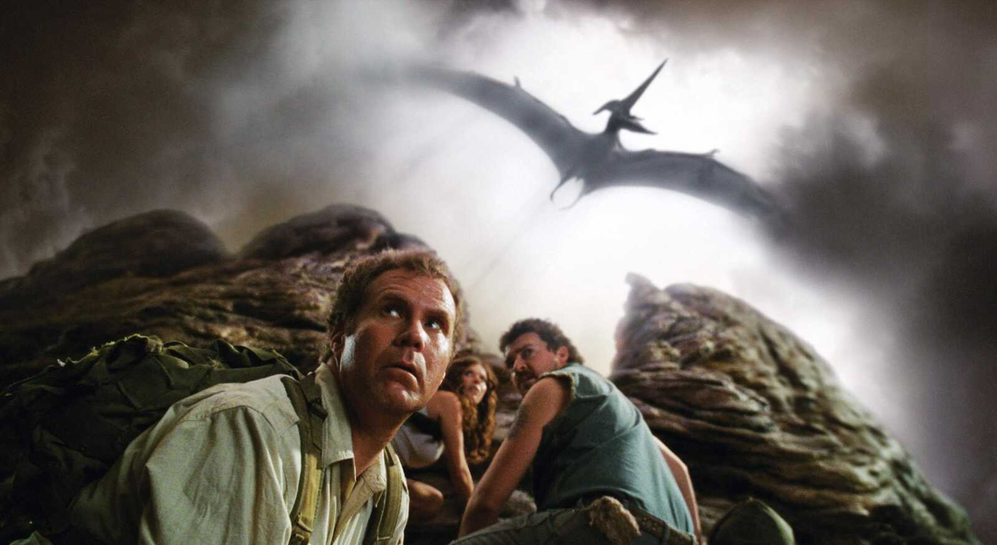 In this film publicity image released by Universal Pictures, Will Ferrell, left, Anna Friel, center, and Danny McBride are shown in a scene from, "Land of the Lost." (AP Photo/Universal Pictures)  ** NO SALES **