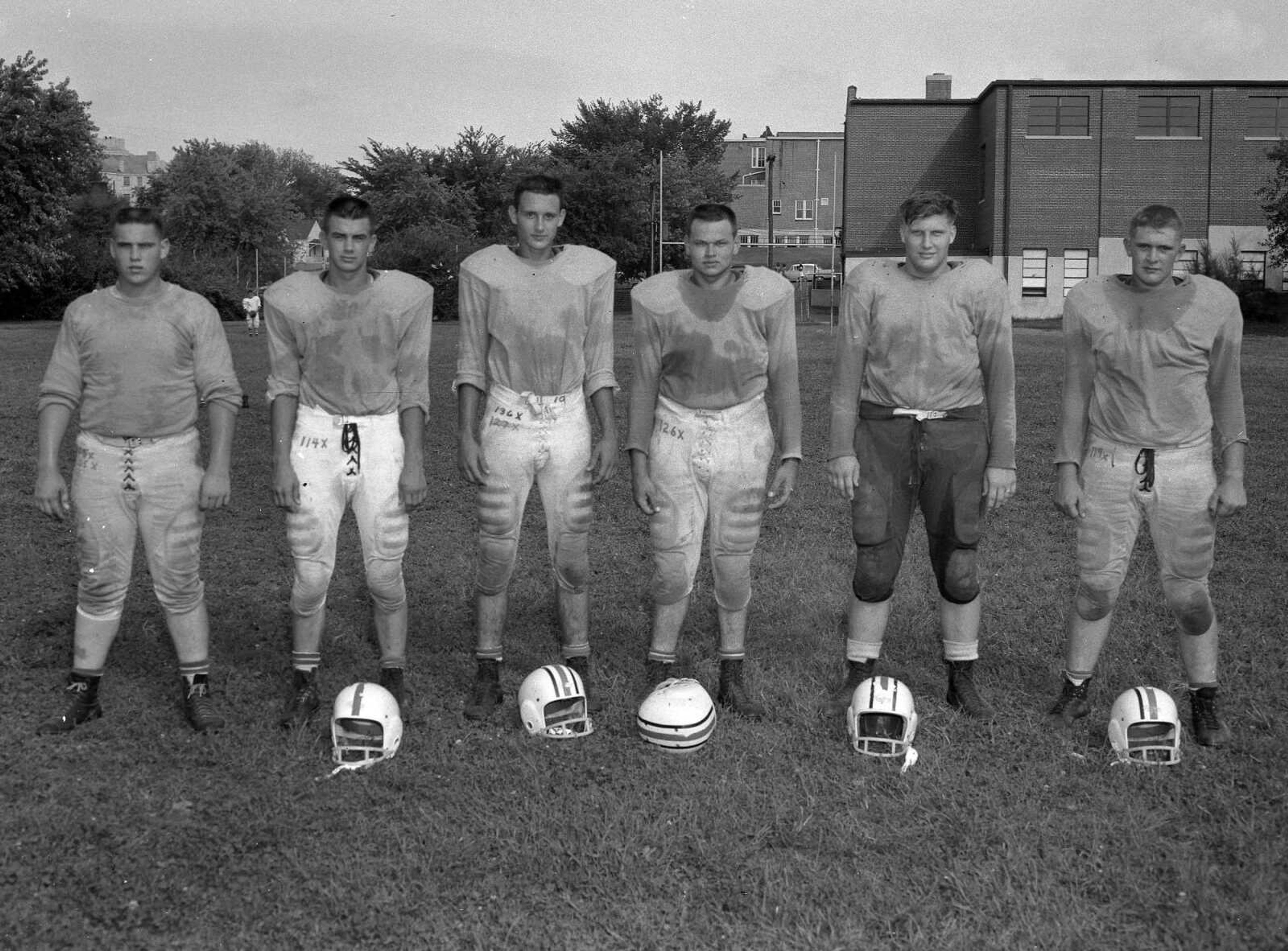 Here's a group of Jackson football players, possibly from 1961. Mike Masterson wrote: "The guys in this picture, left to right, are: Jim Priest, Jim Wallis, Jerry Lacey, Gene Statler, David Lichtenegger, Frank Milde. I enjoy these old pictures."