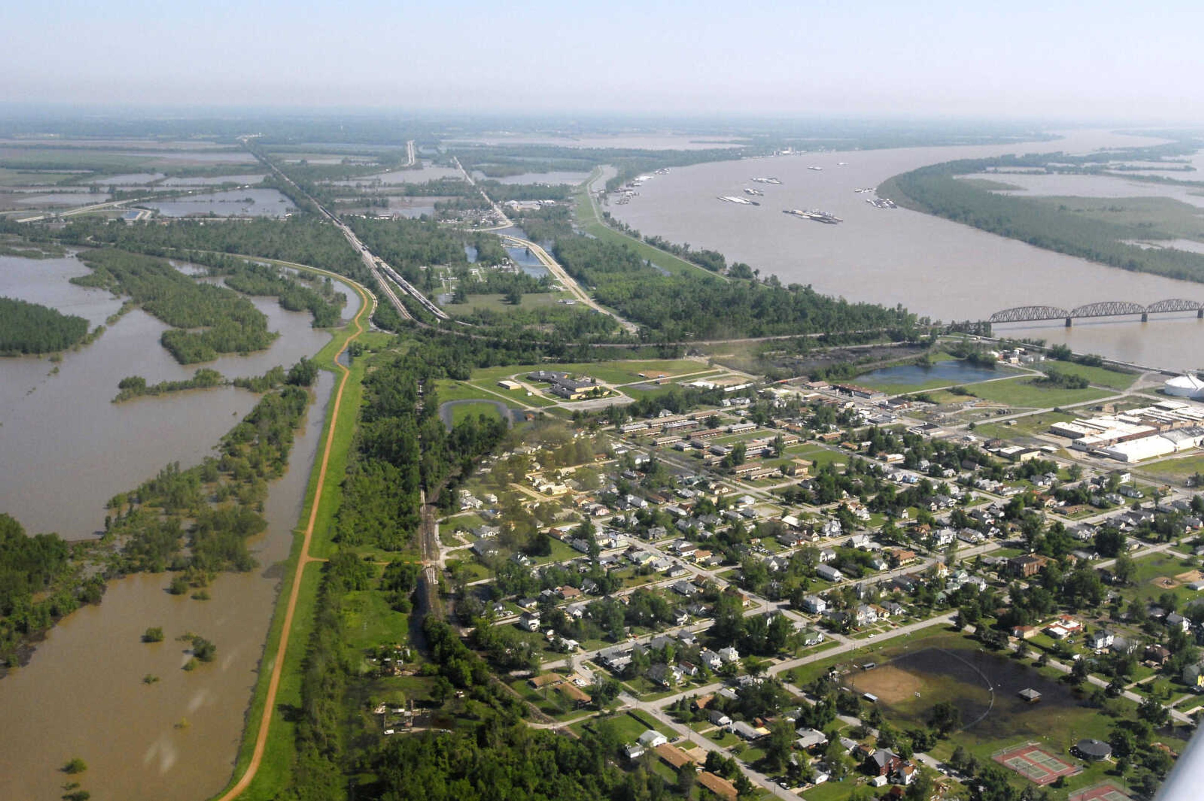 KRISTIN EBERTS ~ keberts@semissourian.com

The city of Cairo, Ill., is dwarfed by the surrounding floodwater from the Ohio and Mississippi Rivers on Thursday, April 28, 2011.