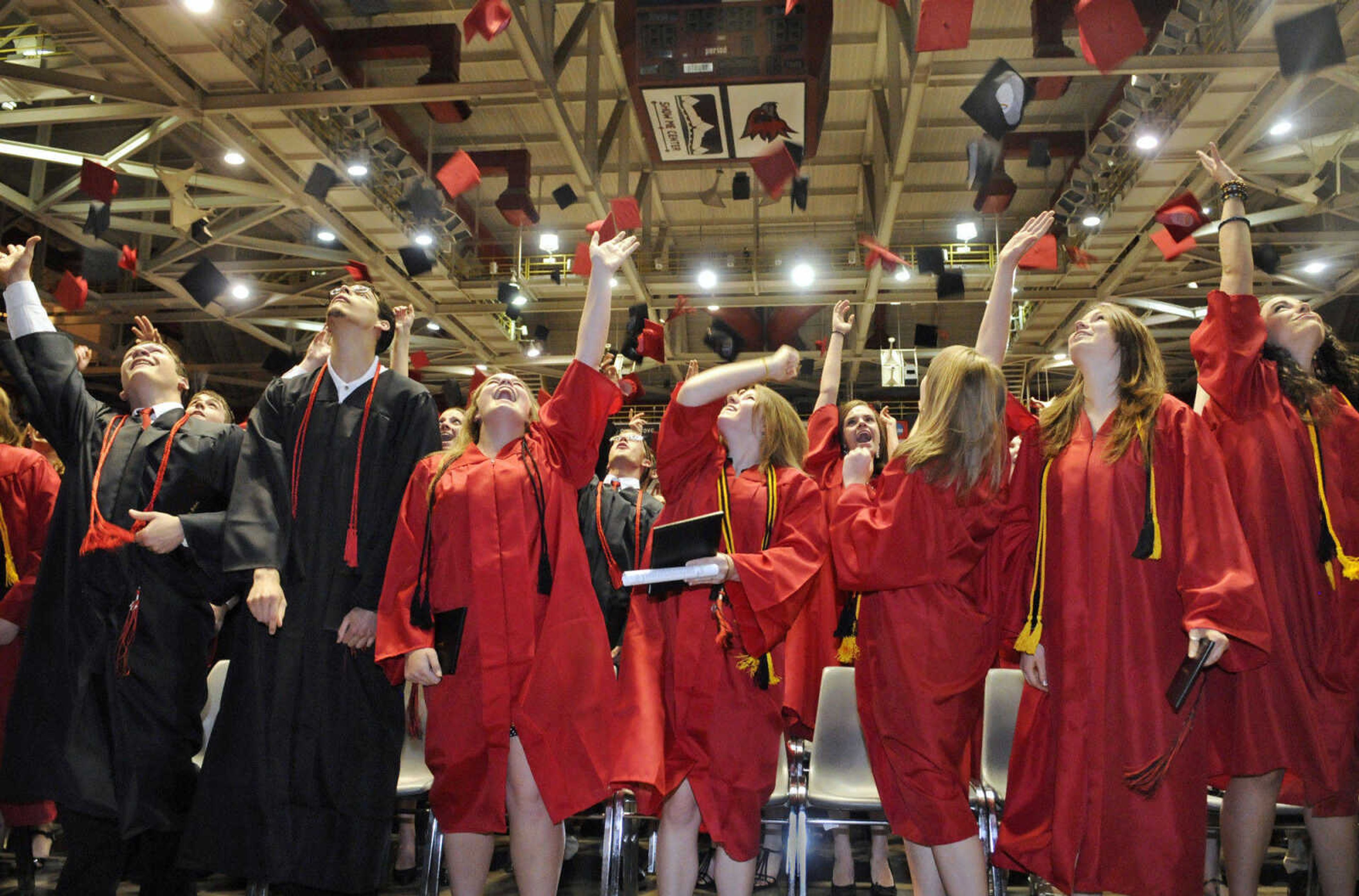 KRISTIN EBERTS ~ keberts@semissourian.com

Jackson students toss up their mortar boards at the end of Jackson High School's commencement ceremony at the Show Me Center in Cape Girardeau, Mo., on Thursday, May 20, 2010.