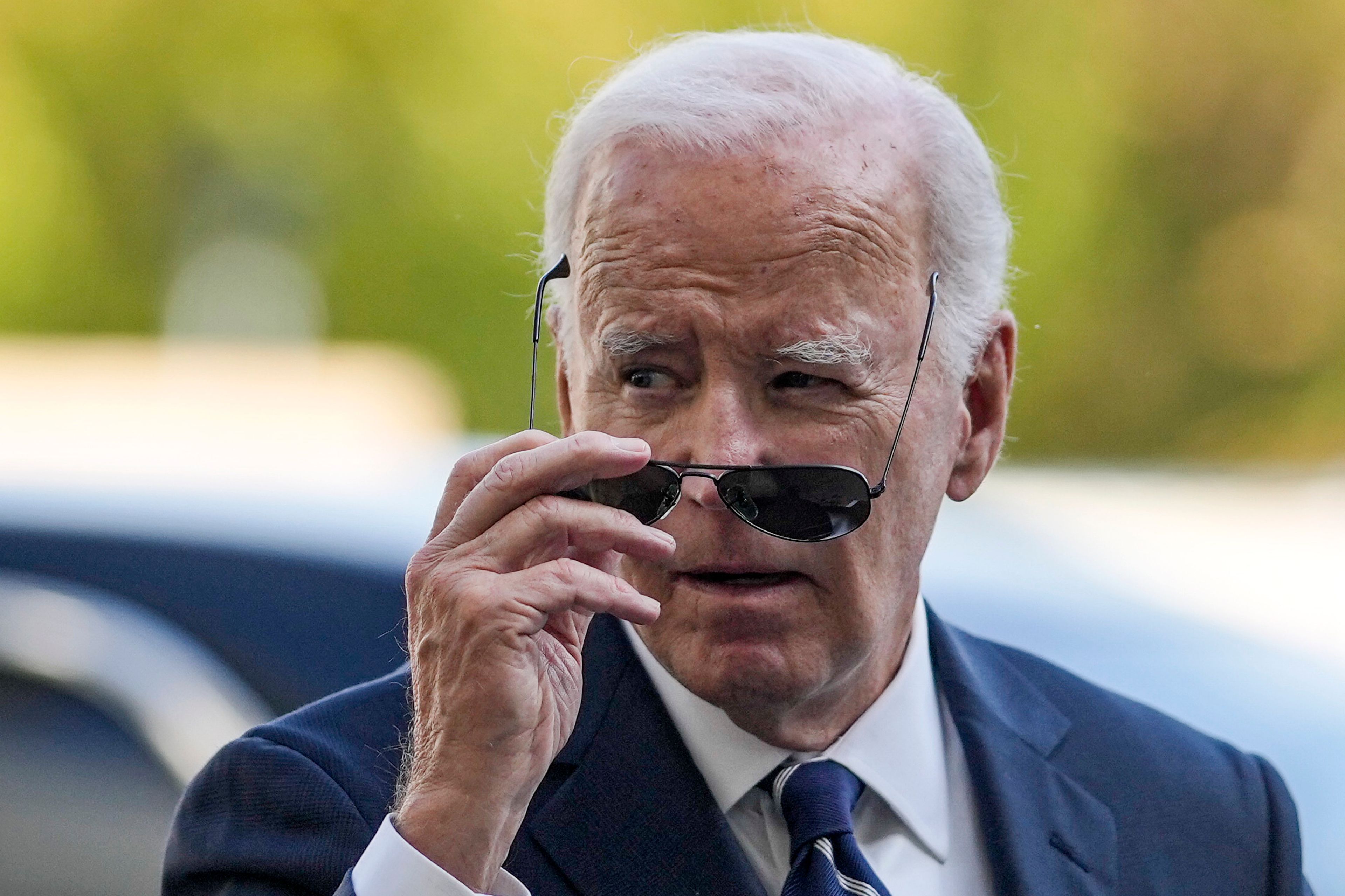 President Joe Biden arrives at the Chancellery in Berlin, Germany, Friday, Oct. 18, 2024. (AP Photo/Markus Schreiber)