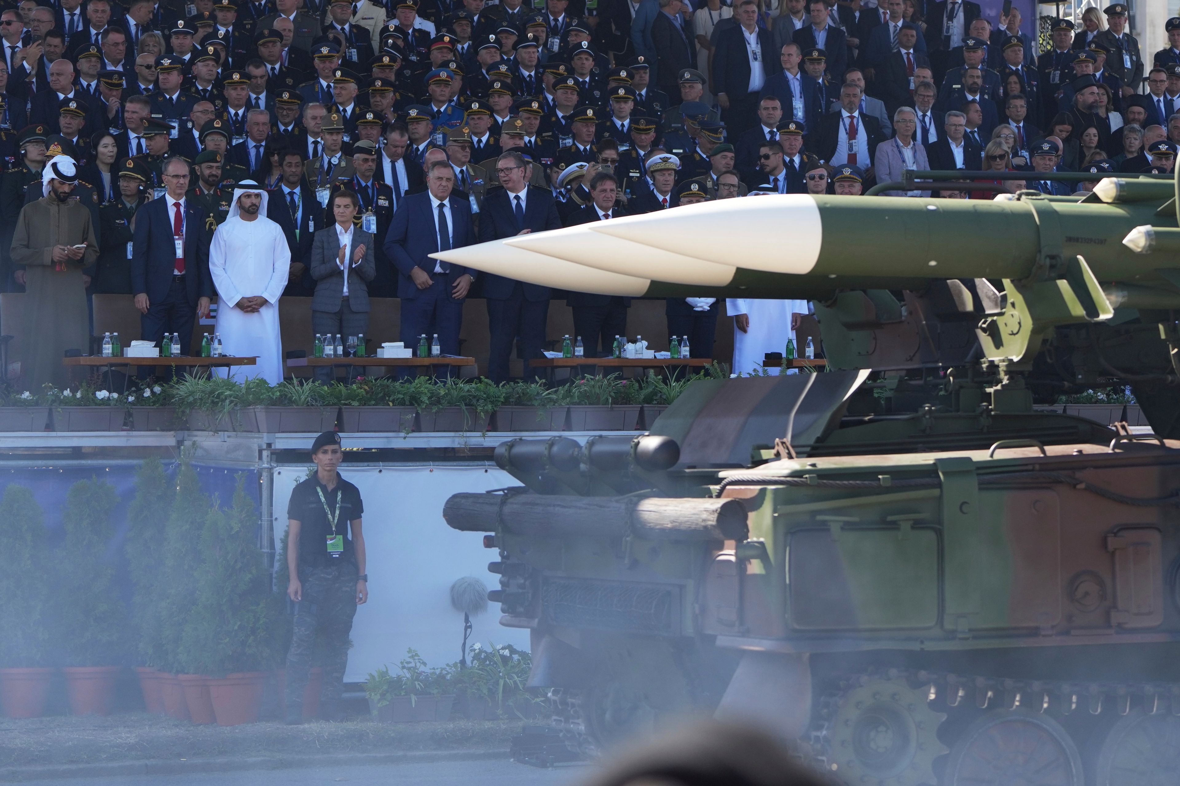 Serbia stages a large military parade to showcase tanks, jets and miss...