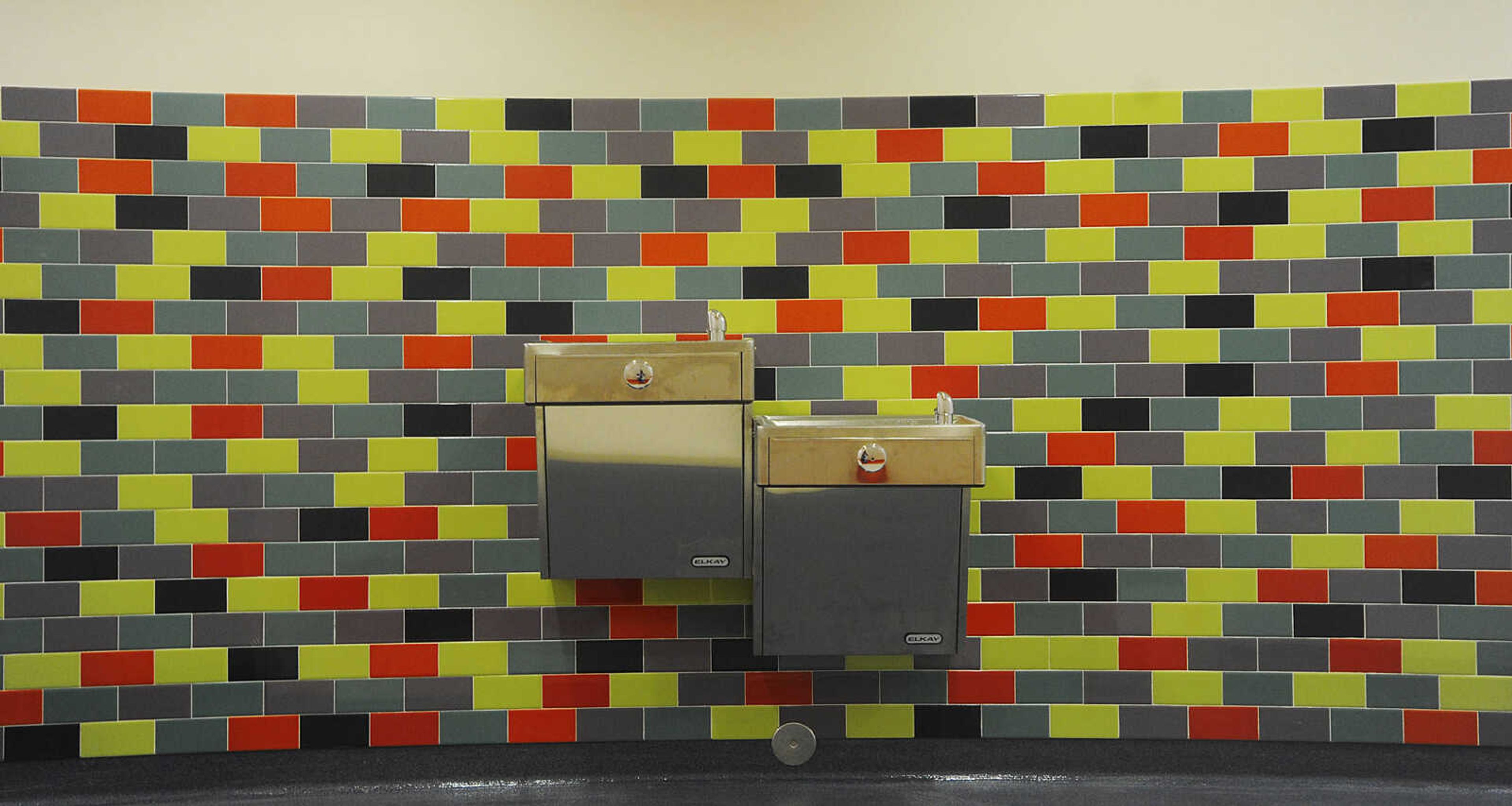 Water fountains on the second floor of the new Franklin Elementary School in Cape Girardeau. Work is on schedule for the school to be ready for students at the start of the school year.