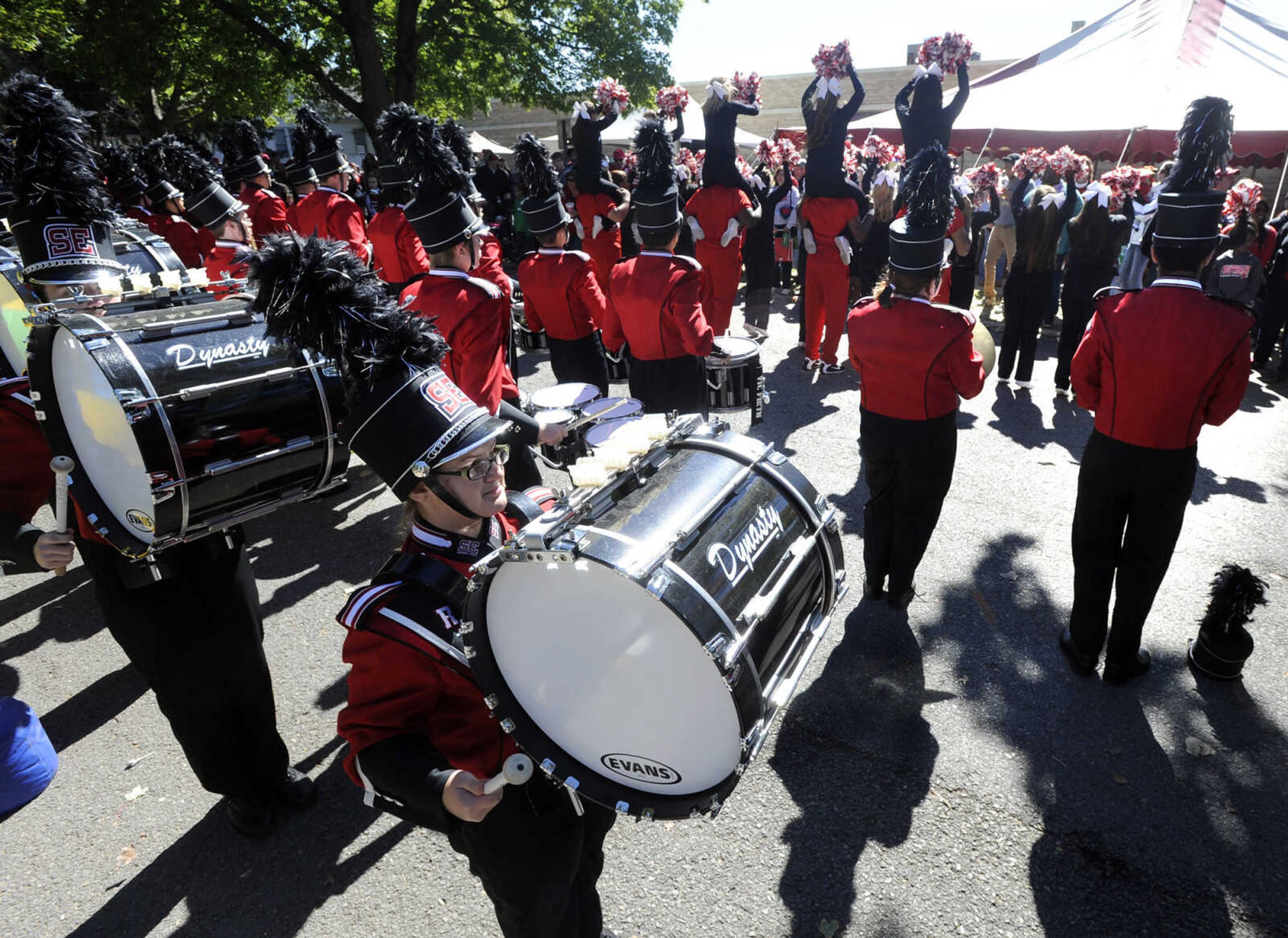 FRED LYNCH ~ flynch@semissourian.com
The Golden Eagles Marching Band performs at a homecoming tailgate before the Tennessee State football game Saturday, Oct. 4, 2014 in Cape Girardeau.