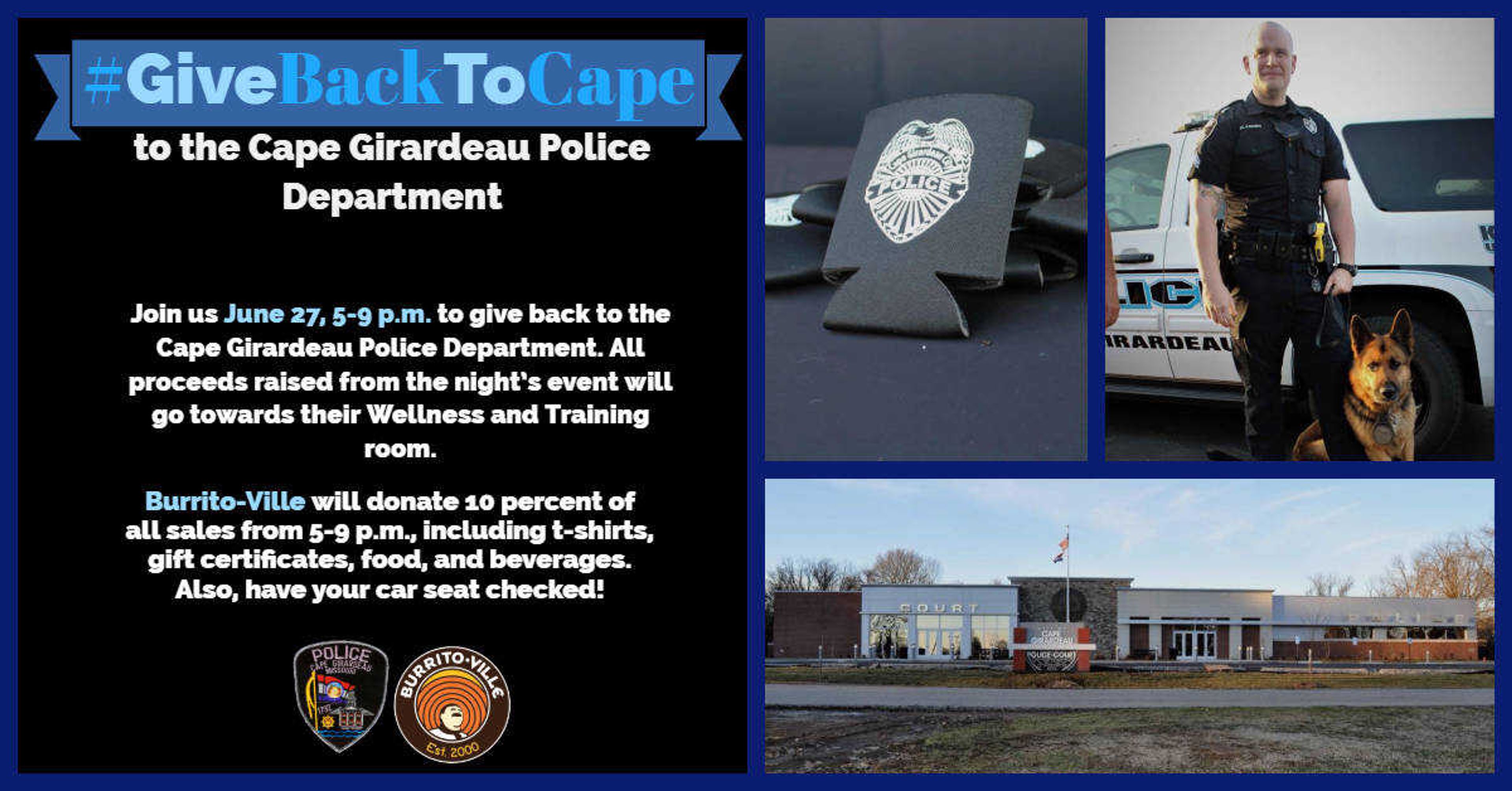 Flyer for Police Department Give back to Cape.