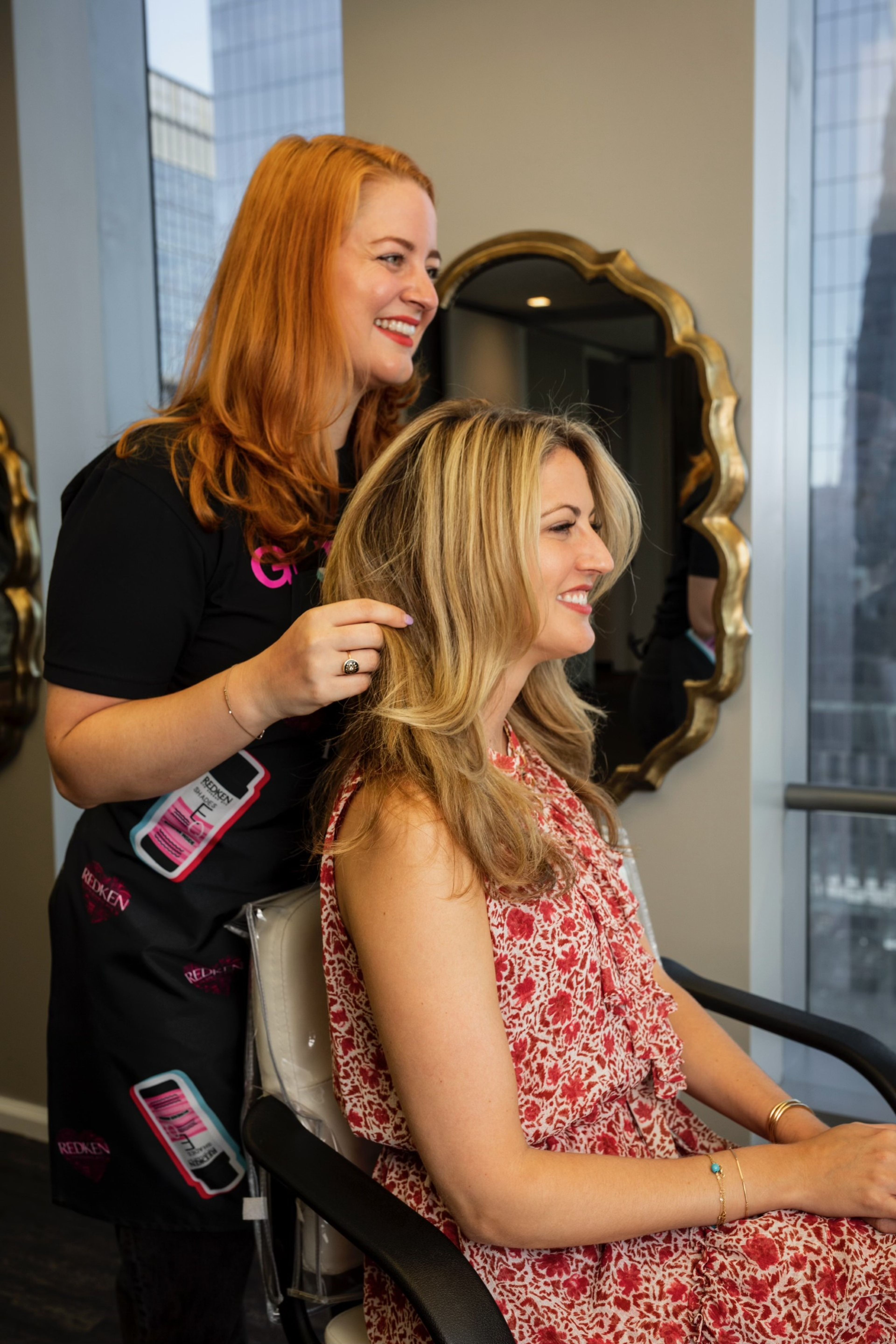 Hannah Matthews Moore styles Laura Cummins' hair at L'Oreal headquarters in Manhattan, New York. Moore, a Sikeston-born stylist, has trained with hair industry leaders in New York and will soon begin working full time at the room. Hair Design Studio in Cape Girardeau.