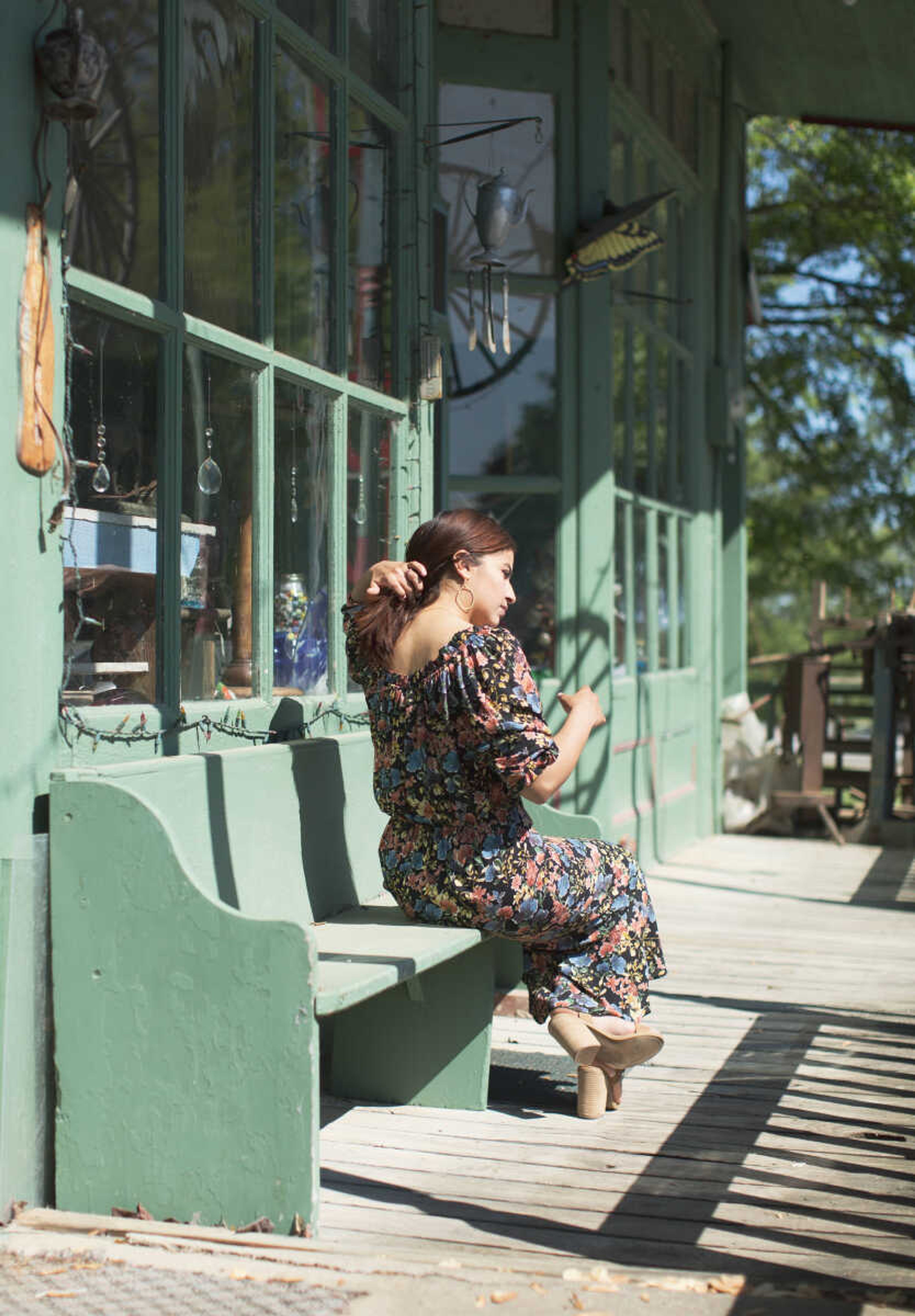 Vania Johnson models clothes, jewelry and shoes from Stash in Cape Girardeau.