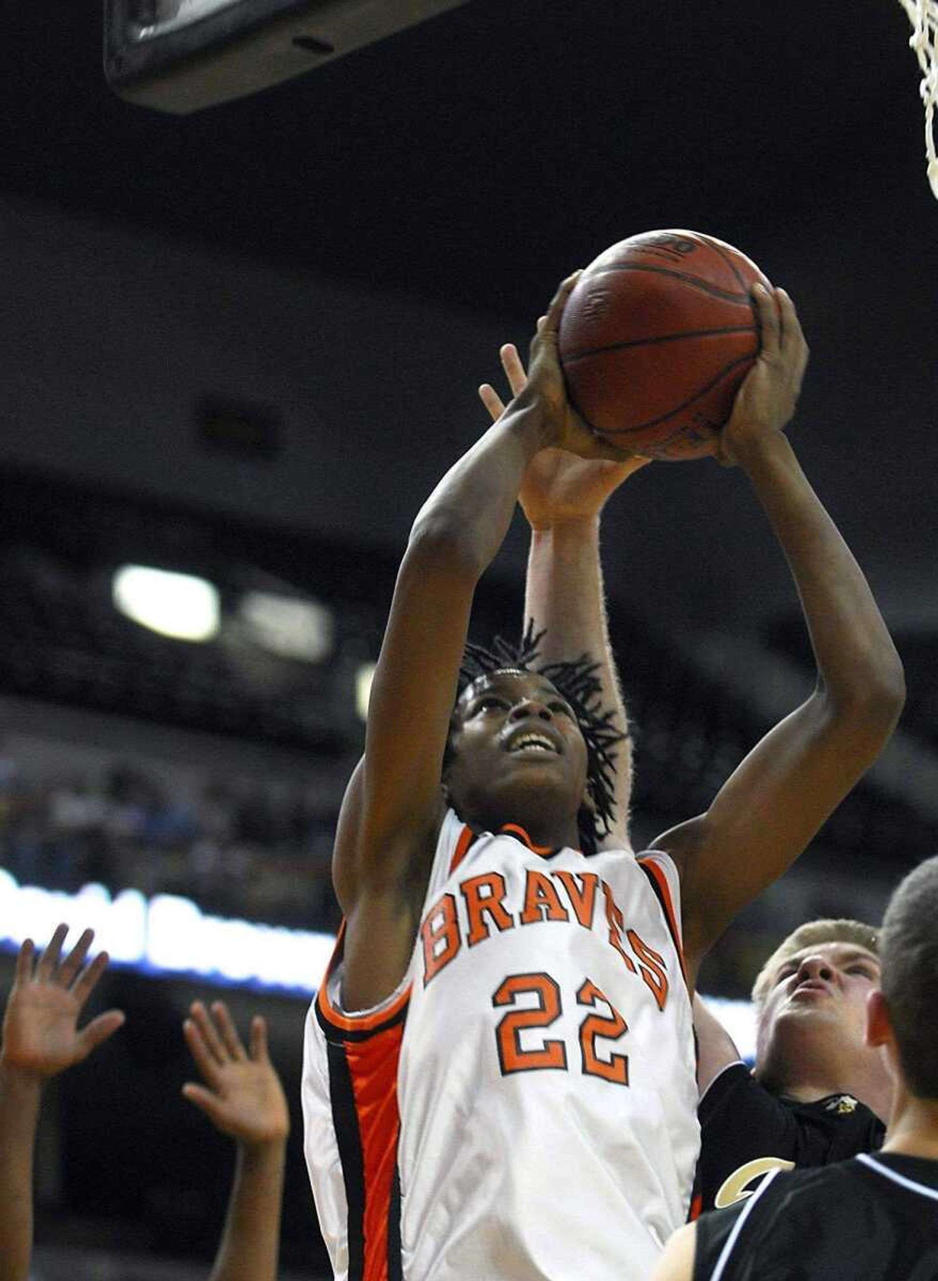 Scott County Central enior Desmin Williams shoots during Thursday's game.