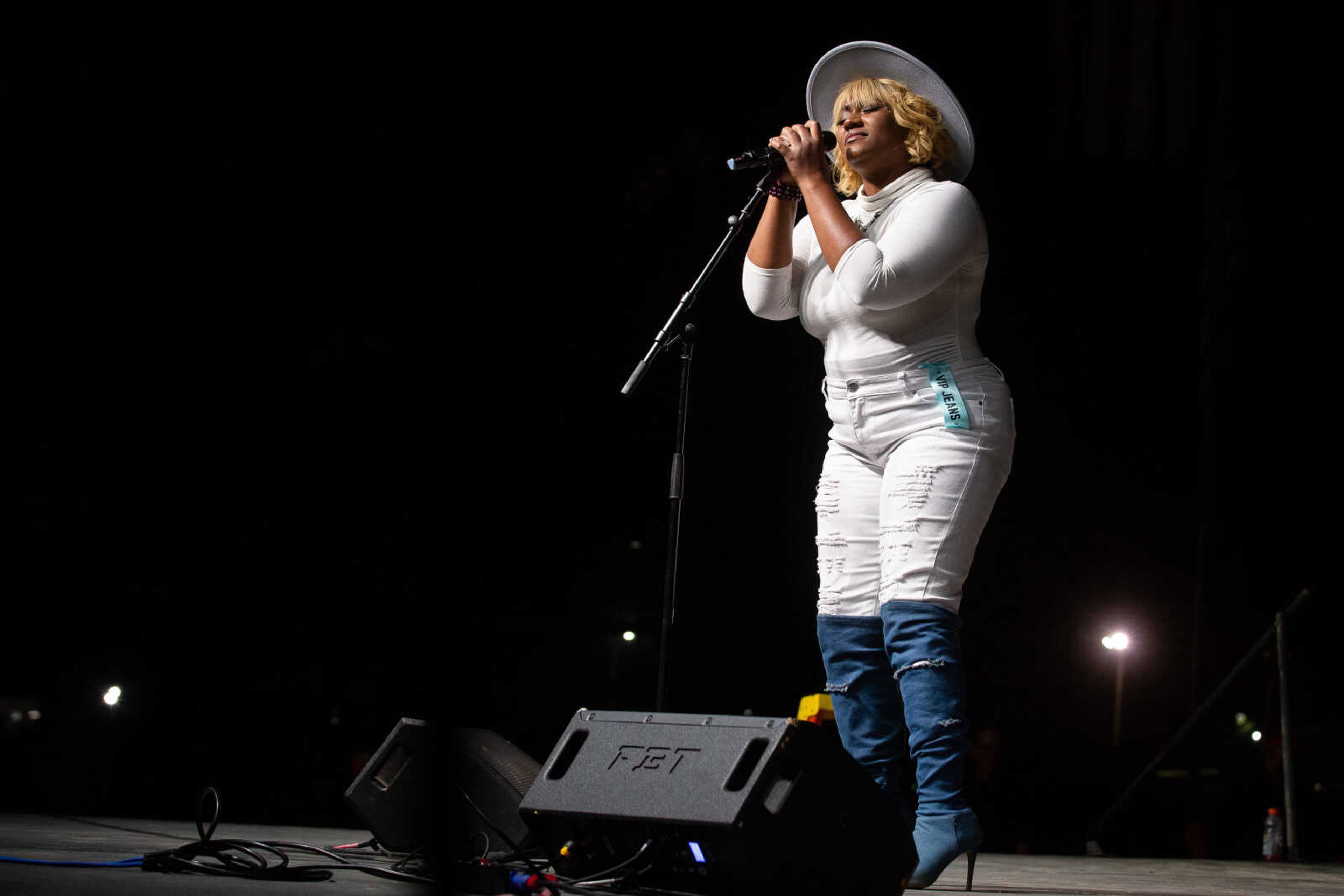 Cece Rodgers sings during the Heartland Idol Finals competition on Monday, Sept. 12 at the SEMO District Fair in Cape Girardeau.