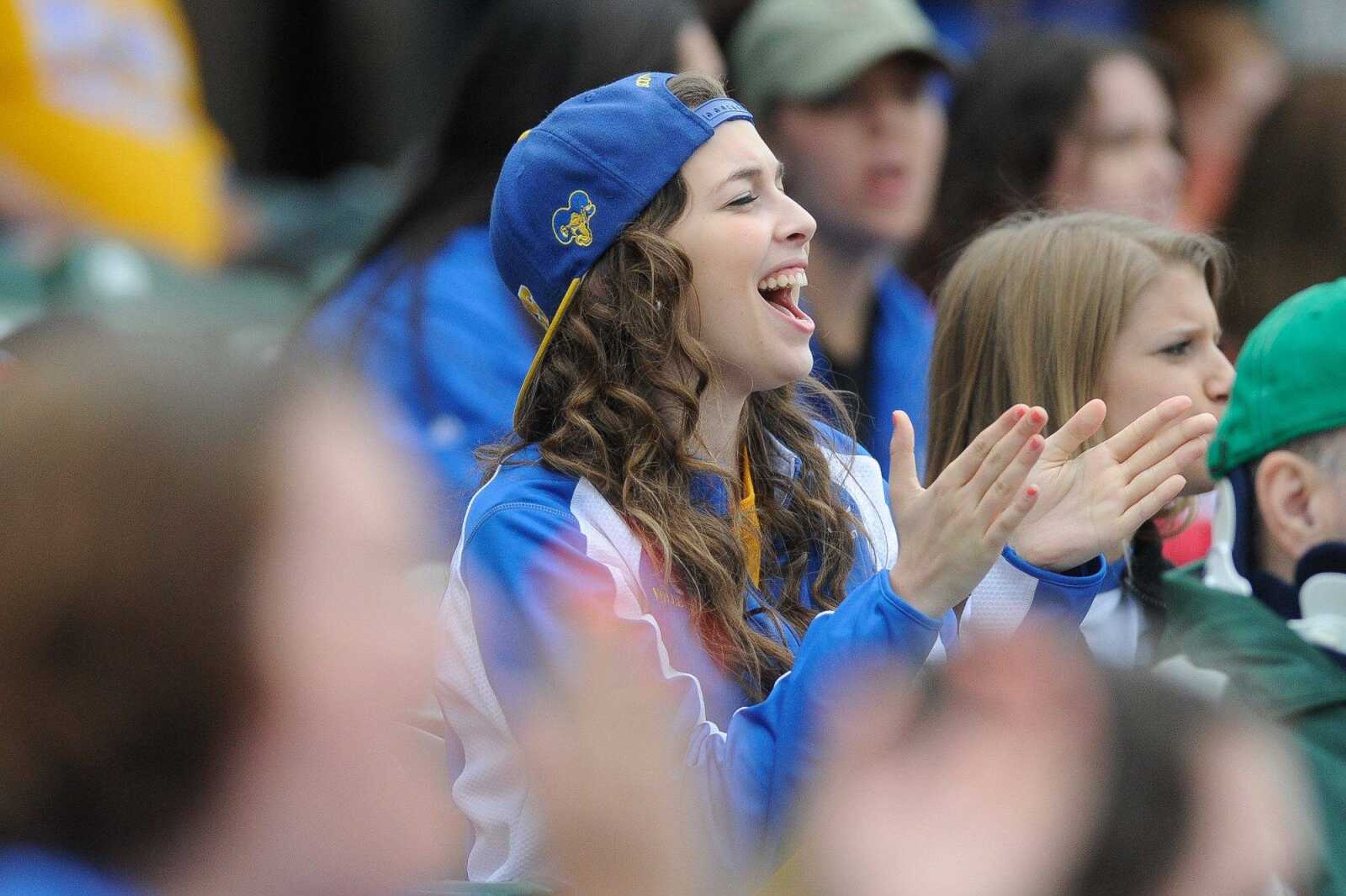 Scott City fans cheer during a Class 3 semifinal against Warsaw, Monday, June 1, 2015 in O Fallon, Missouri. (Glenn Landberg)