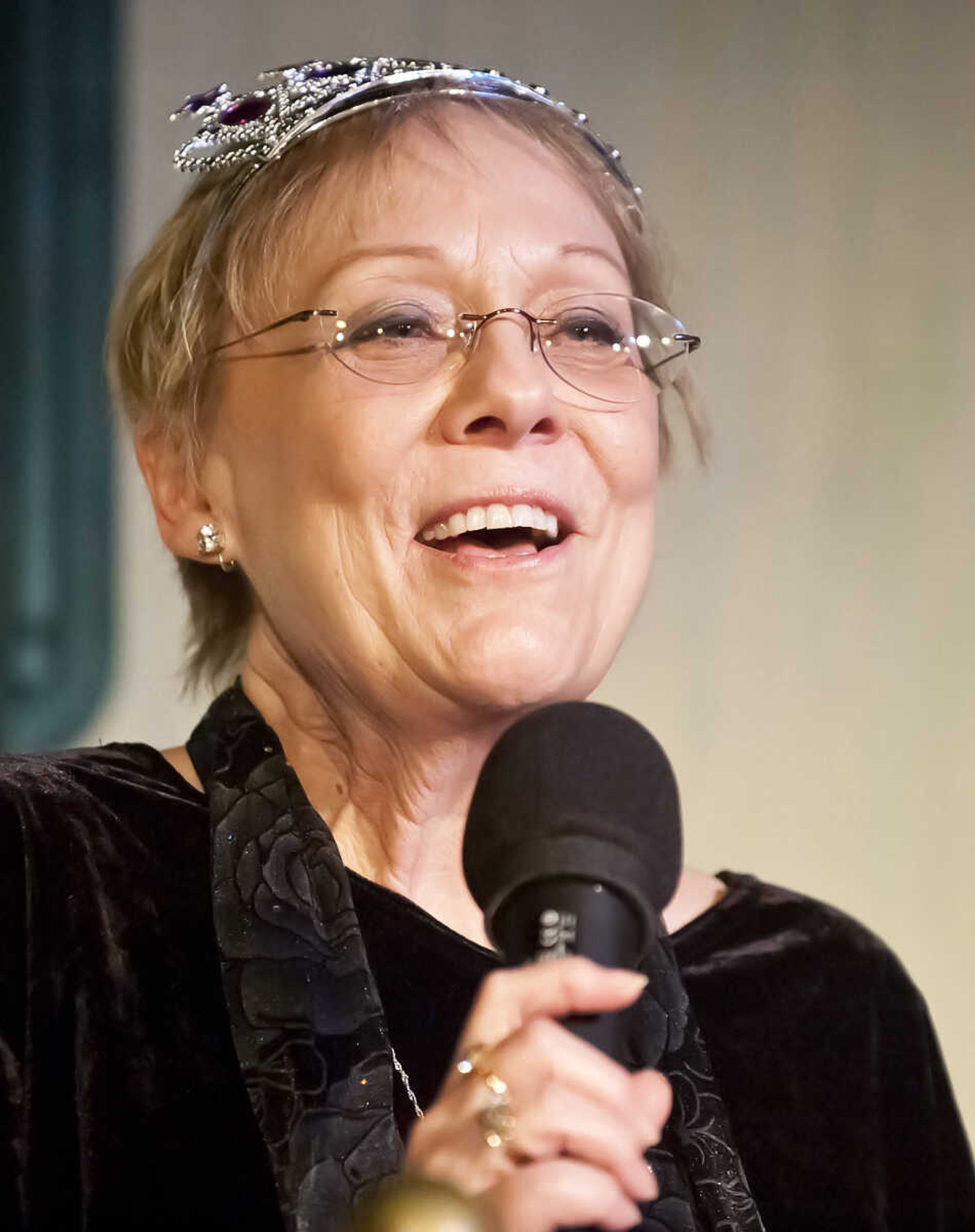 Roseanna Whitlow-Greenwood speaks after being presented with the Queen of the Theater Award during the Abbott Awards, the River City Players' annual awards ceremony, Saturday, Jan. 18, at Port Cape in downtown Cape Girardeau. Auditions for the first production of the 2014 season, "Quiet on the Set," will be held at 7 p.m. Jan. 29 and 30 at Port Cape.