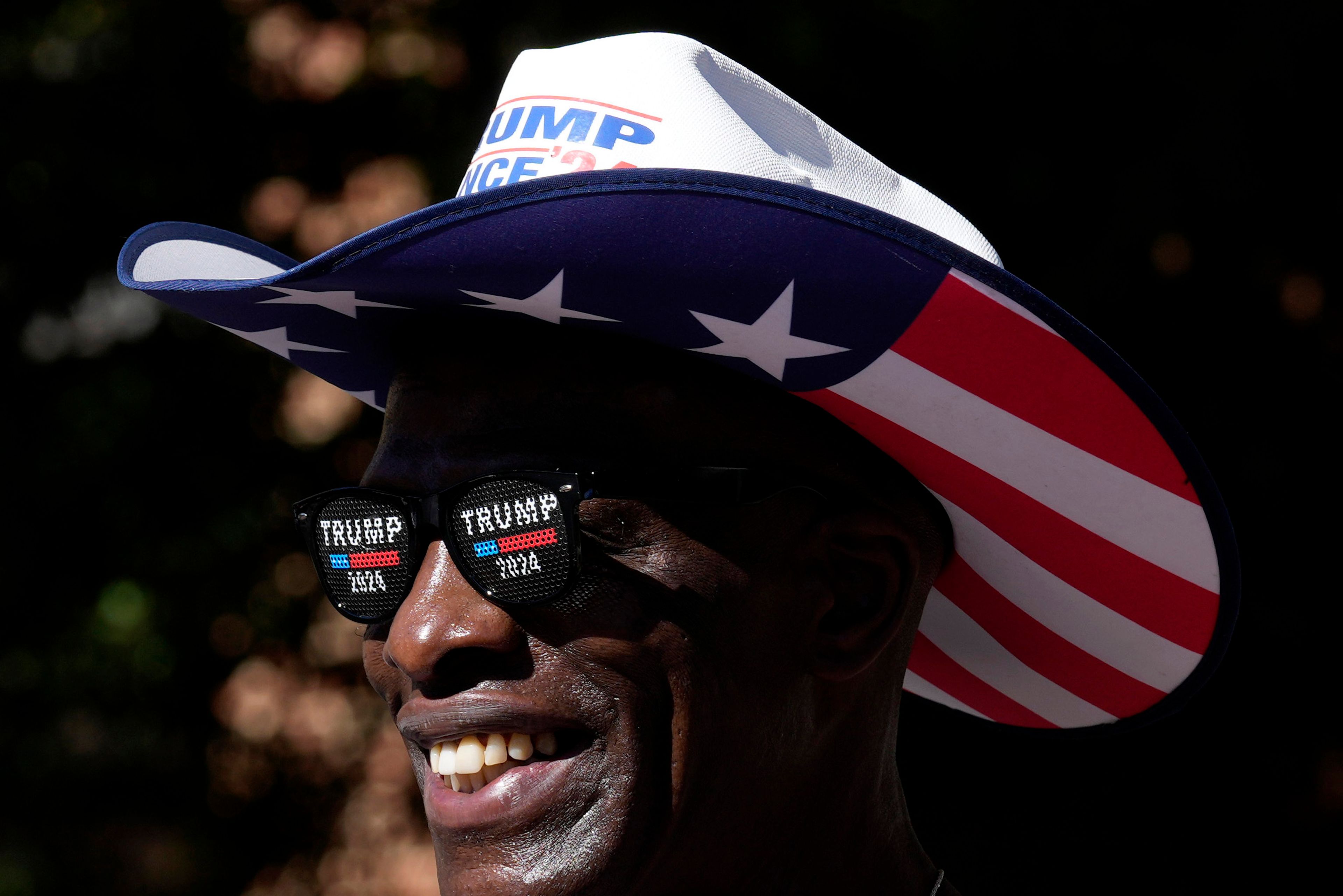 Ken Lane, of Lancaster, Pa., is pictured outside the Lancaster Convention Center, Sunday, Oct. 20, 2024, where Republican presidential nominee former President Donald Trump will hold a town hall. (AP Photo/Susan Walsh)