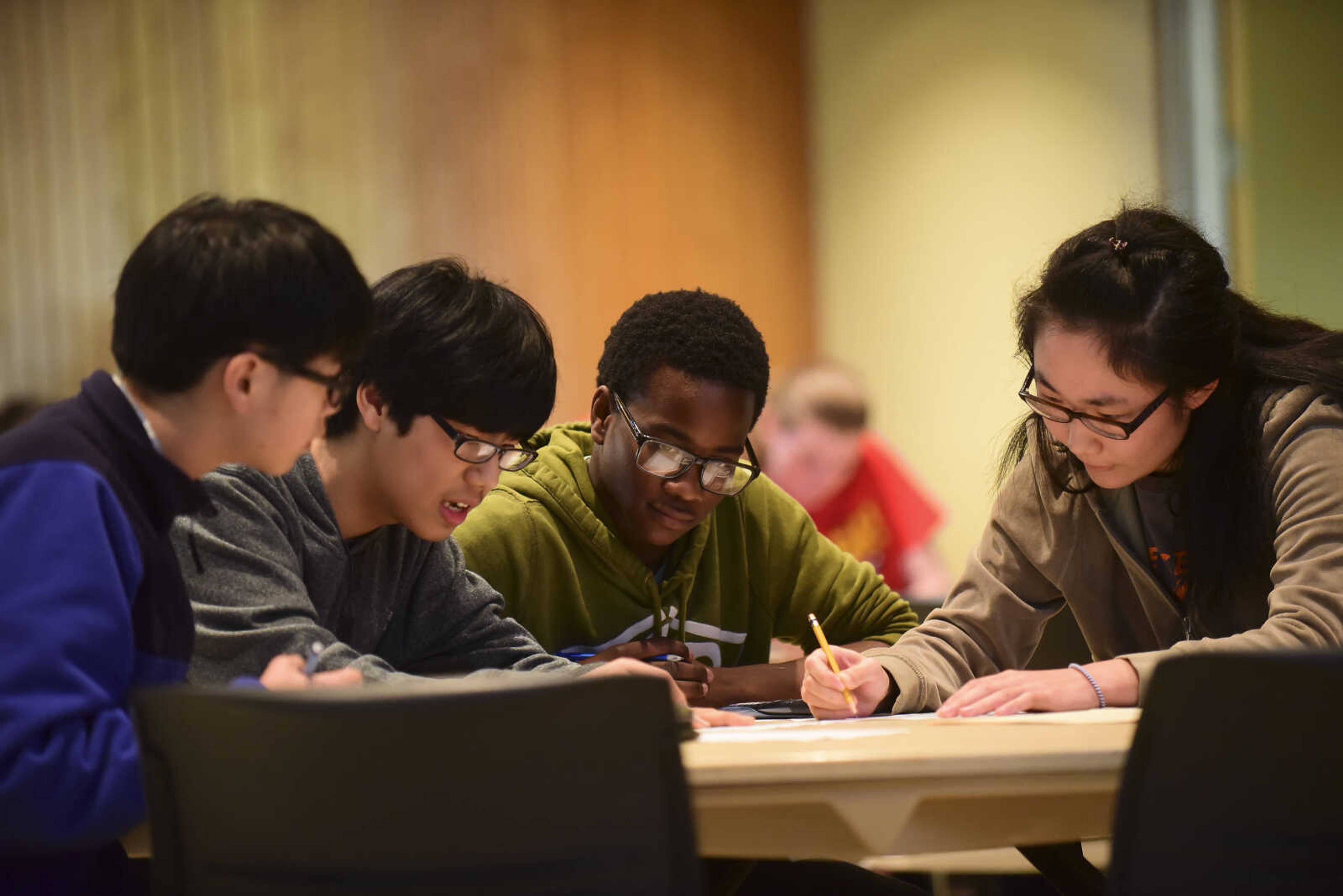 Cape Girardeau Central students compete in the problem-solving event during the 40th annual Math Field Day Tuesday, April 18, 2017 at the University Center on the campus of Southeast Missouri State University in Cape Girardeau.