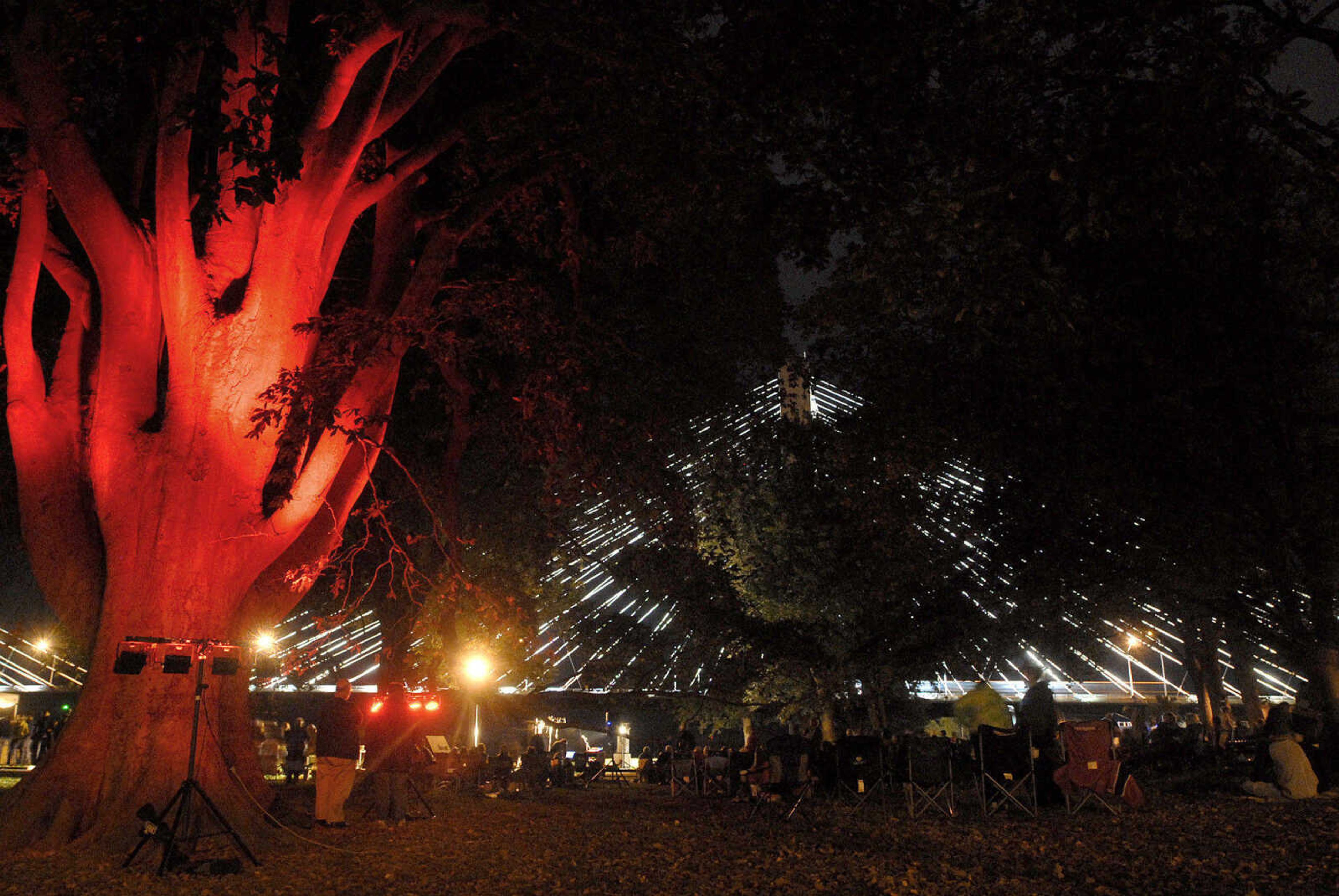 LAURA SIMON ~ lsimon@semissourian.com
Story tellers Regina Carpenter and Gayle Ross tell bone chilling tales Friday, October 14, 2011 during an evening of Ghost Storytelling at the east lawn of the River Campus of Southeast Missouri State University in Cape Girardeau.