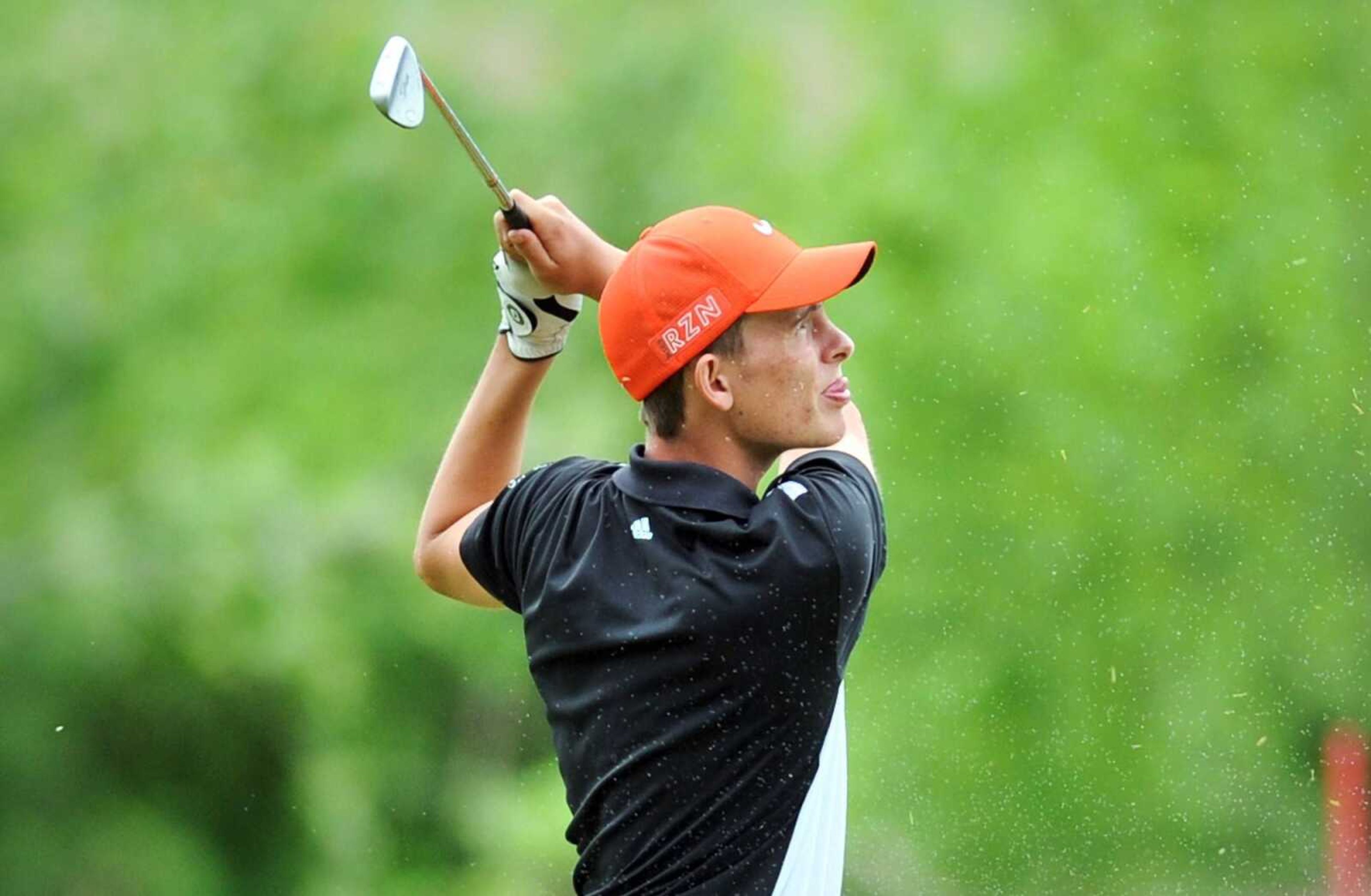 Advance's Brian Whitson tees-off on the ninth hole during the Class 1 sectional, Monday, May 11, 2015, at Dalhousie Golf Club. (Laura Simon)