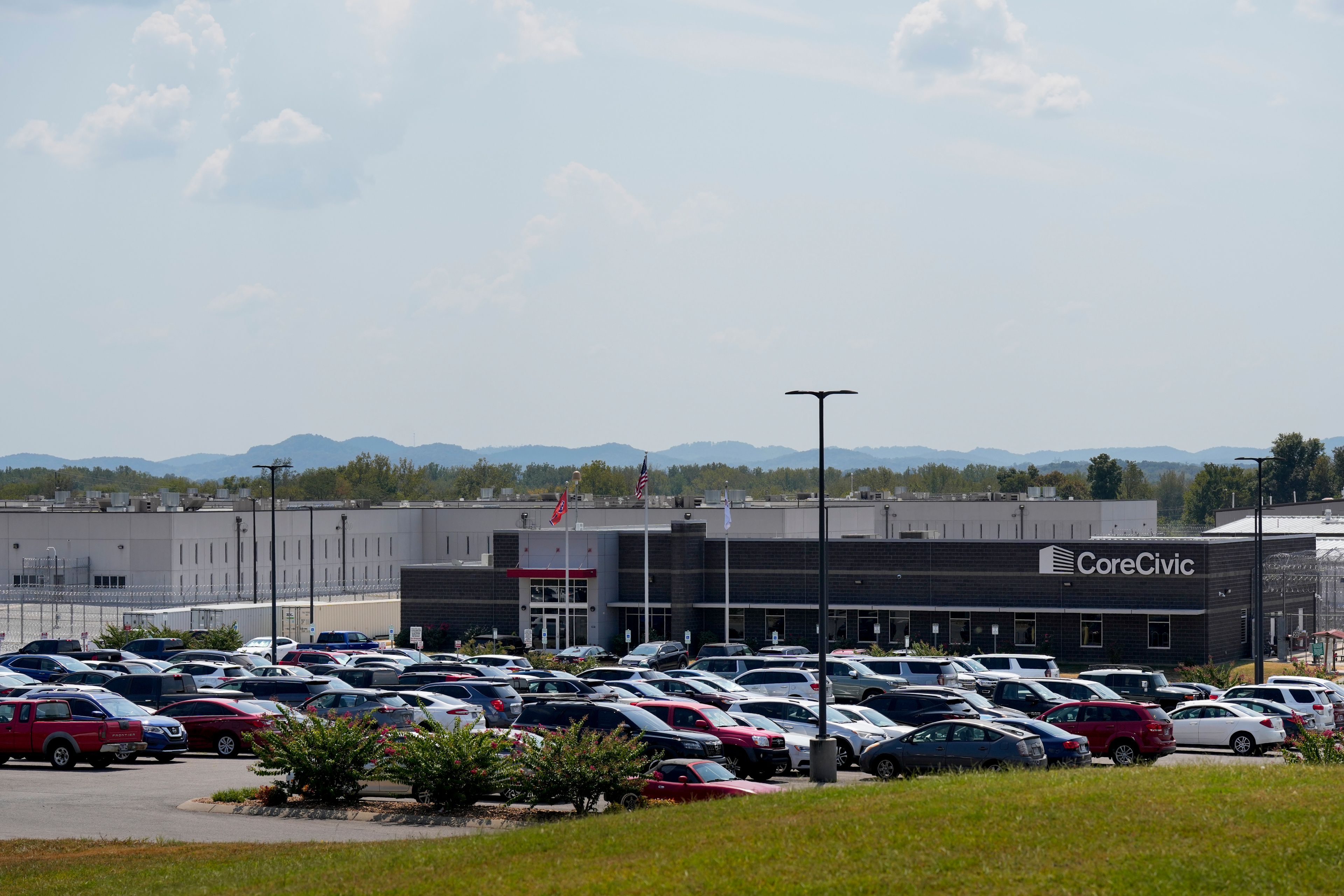 Trousdale Turner Correctional Center operated by CoreCivic is seen Thursday, Aug. 29, 2024, in Hartsville, Tenn. (AP Photo/George Walker IV)