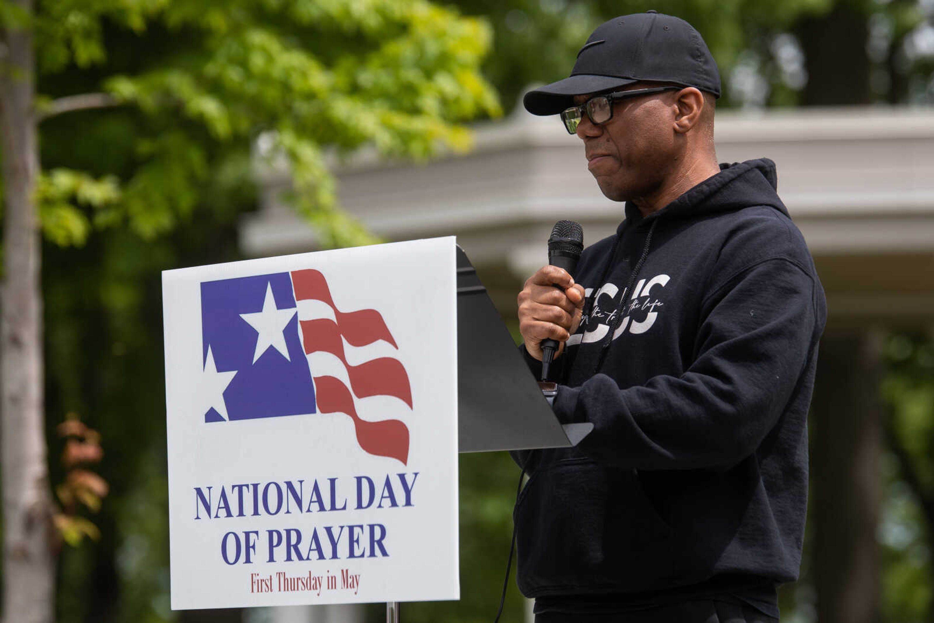 Pastor Benjamin Porter leads a prayer&nbsp;during a National Day of Prayer ceremony on Thursday, May 4 at Cape Girardeau City Hall.