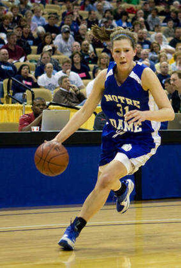 Matt Cavanah/Photo
Notre Dame senior Meghan Dohogne drives the ball to the basket during the first half of the Class 4 Girls State Semifinals on Friday.