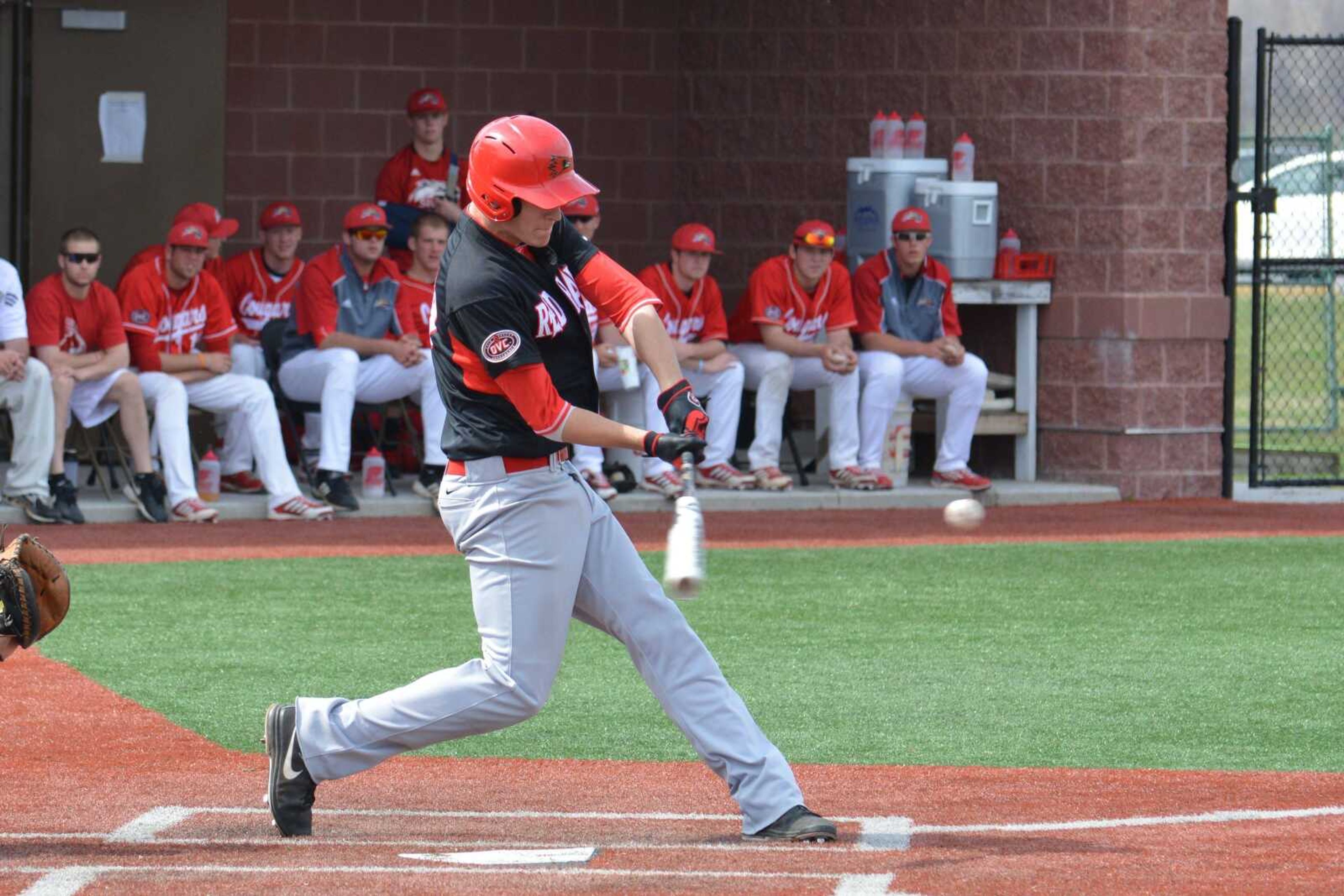 Southeast Missouri State&#8217;s Matt Tellor hits a three-run home run against SIU Edwardsville during the sixth inning of Sunday&#8217;s game in Edwardsville, Ill. Tellor added a two-run blast in the eighth inning to finish with five RBIs. (WAYNE MCPHERSON ~ Special to Southeast Missourian)