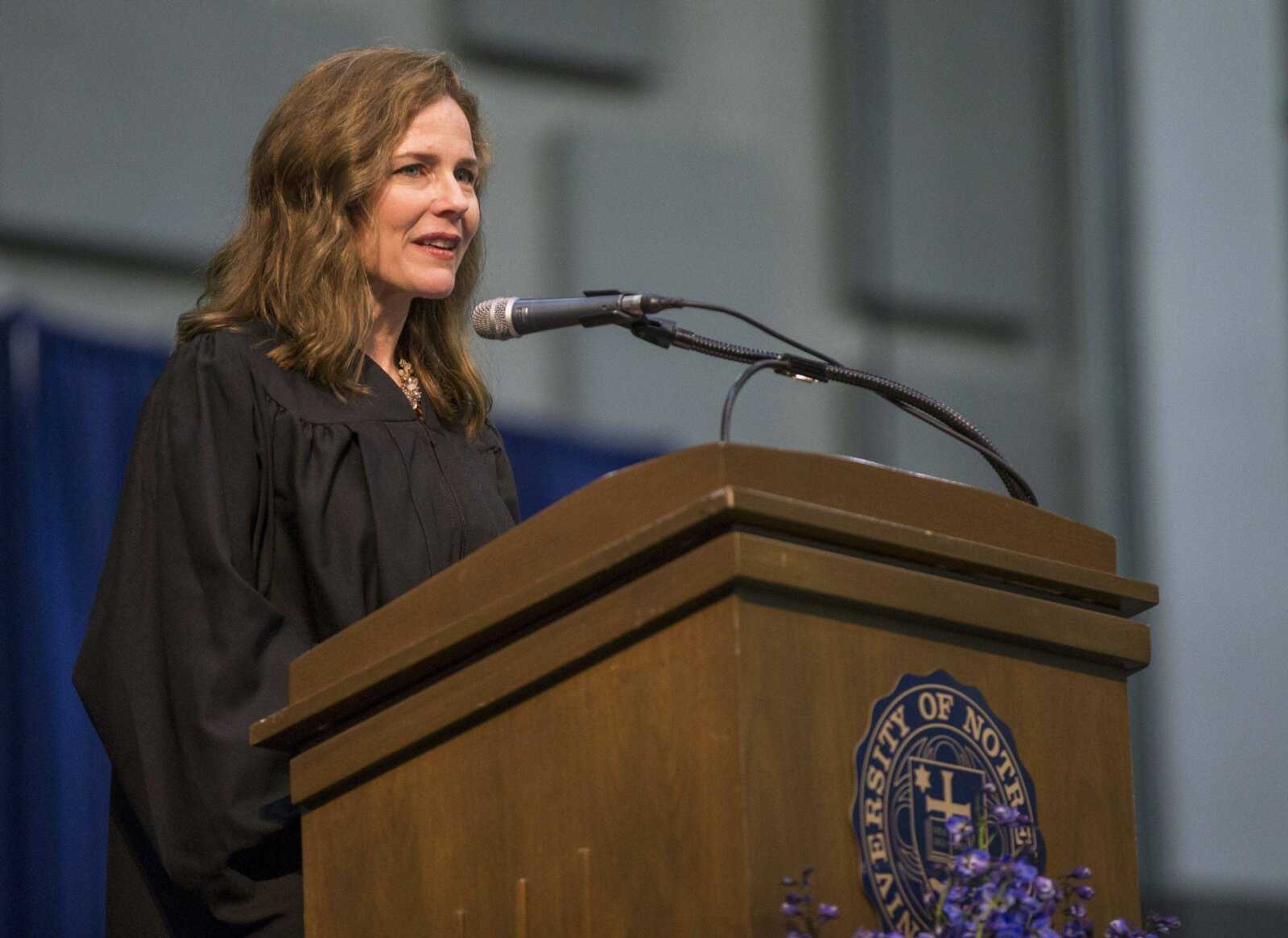 Amy Coney Barrett, United States Court of Appeals for the Seventh Circuit judge, speaks May 19 during the University of Notre Dame's Law School commencement ceremony at the University of Notre Dame in South Bend, Indiana.