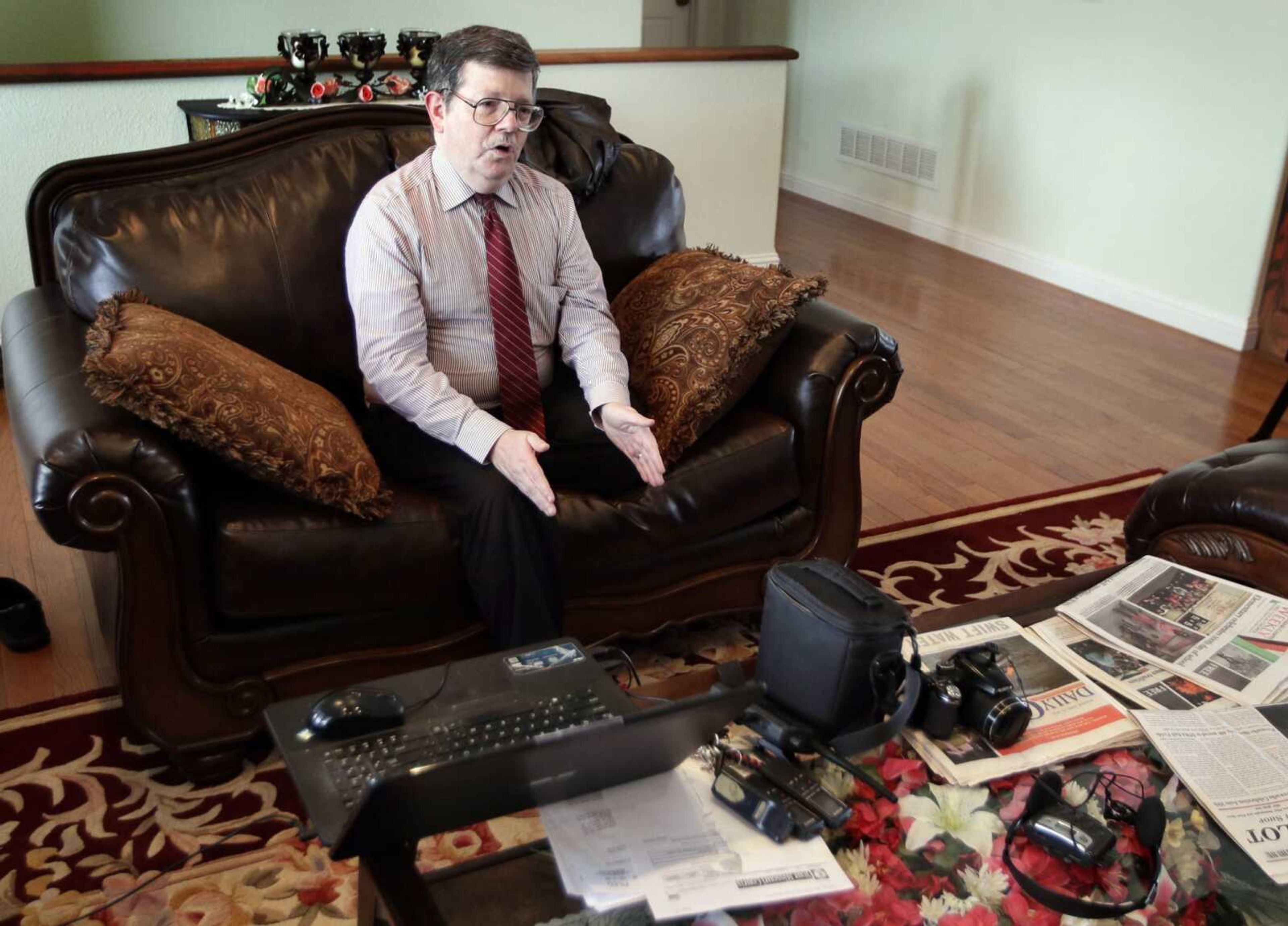 Facebook blogger Darrell Todd Maurina speaks during a Feb. 20 interview at his house in Waynesville, Missouri.