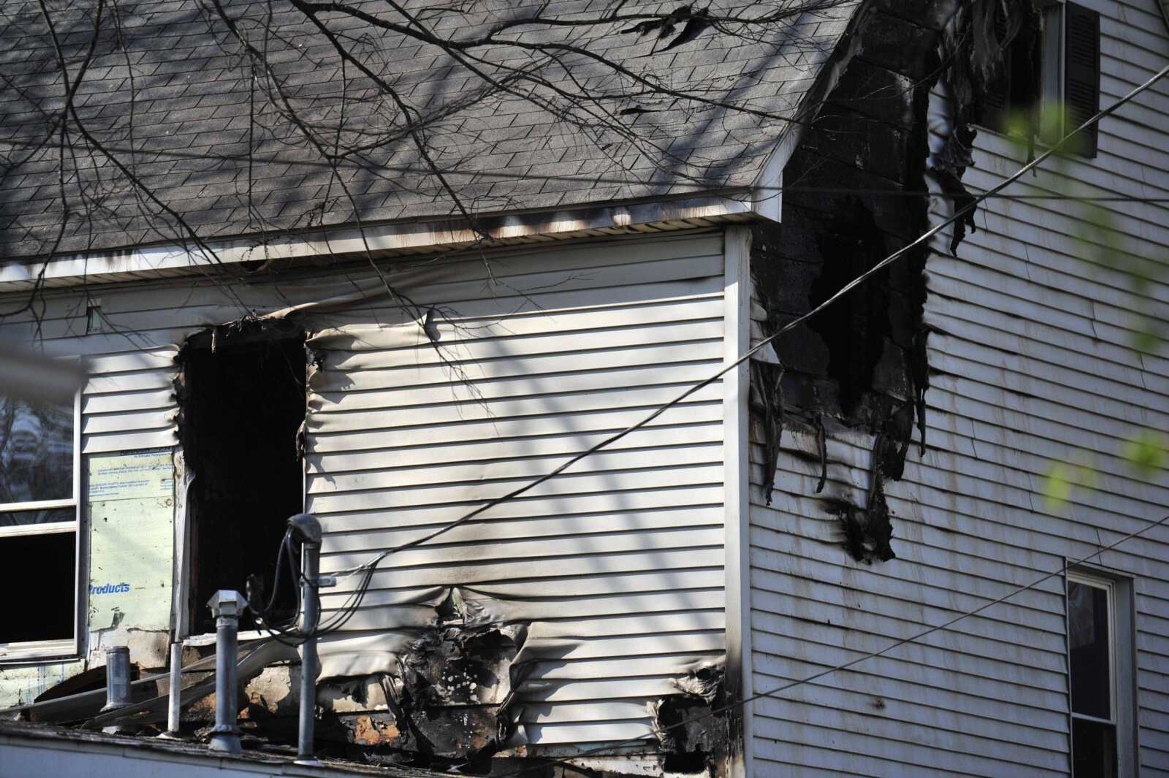 A fatal house fire at 706 W. Gabriel St. in Advance showed exterior damage to its second floor Monday afternoon.