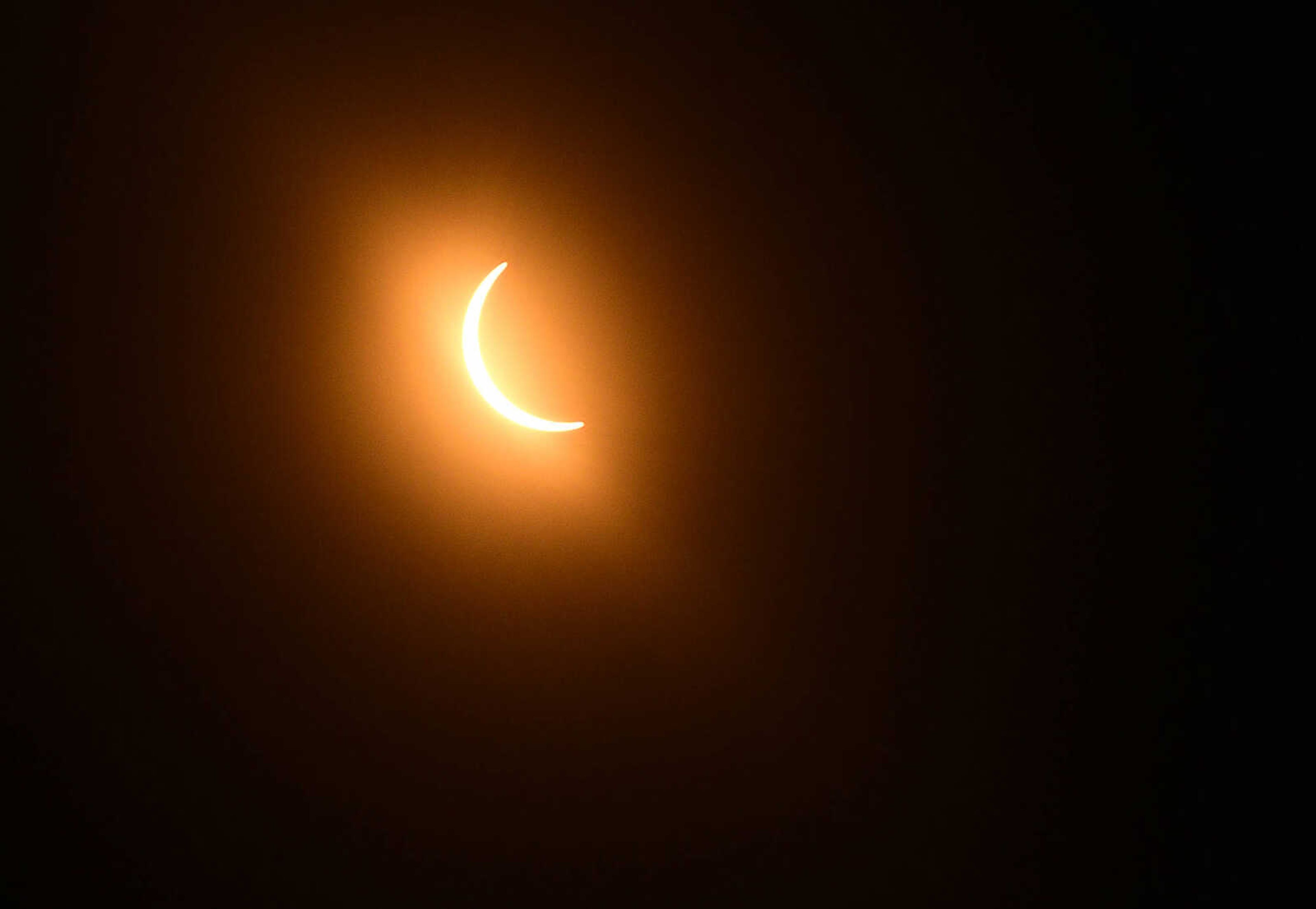 The sun takes on a crescent shape on Monday, Aug. 21, 2017, during the solar eclipse in Cape Girardeau.