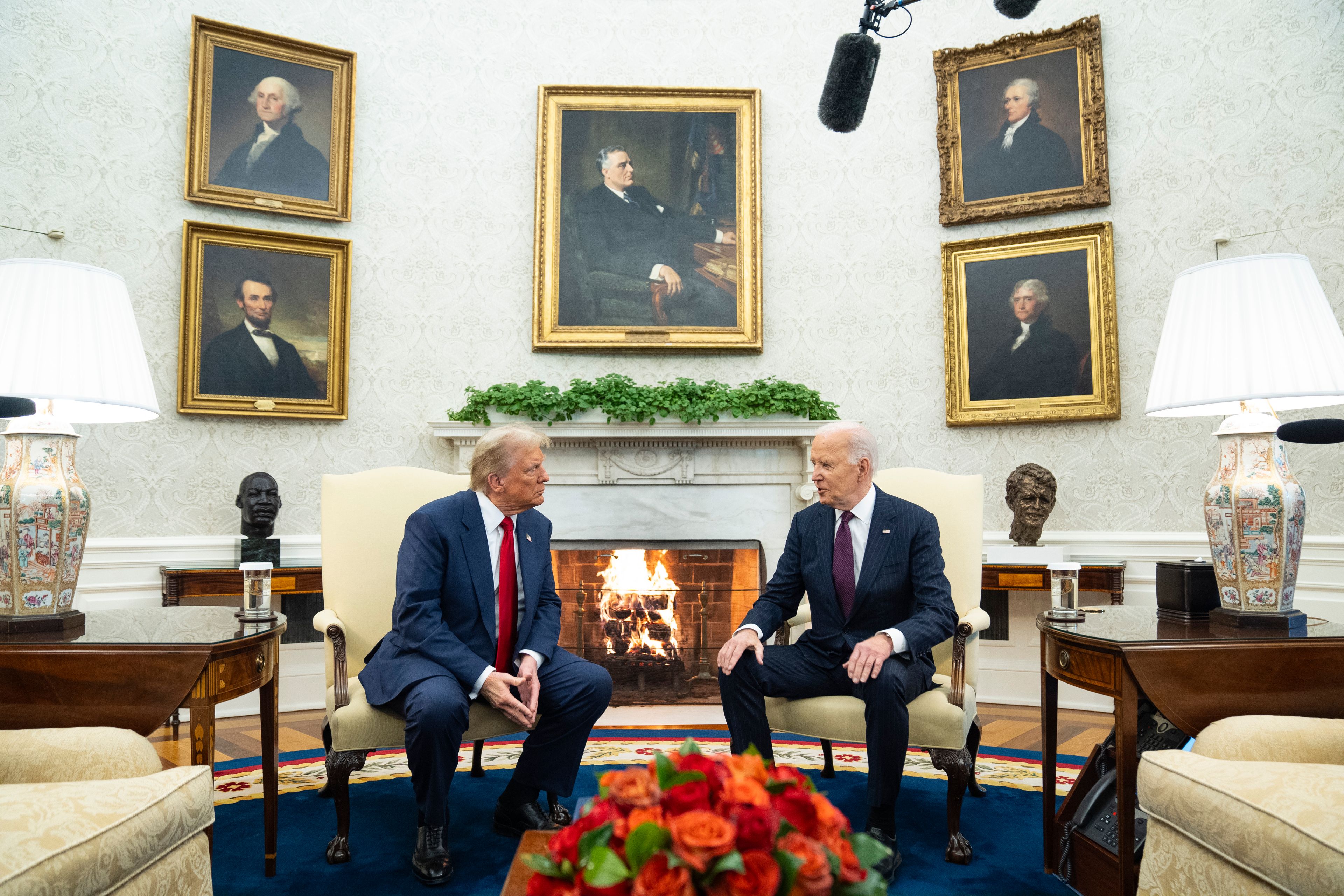 President Joe Biden meets with President-elect Donald Trump in the Oval Office of the White House, Wednesday, Nov. 13, 2024, in Washington. (AP Photo/Evan Vucci)