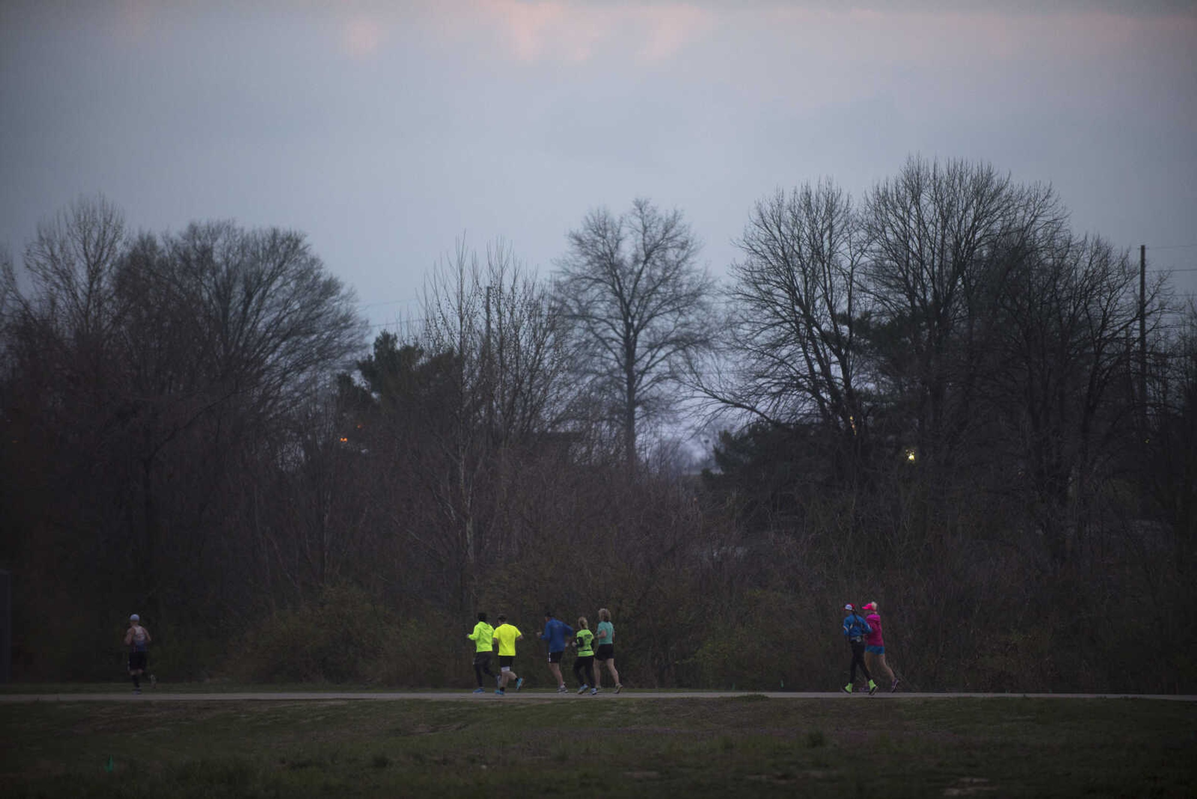 Participants make their way around the 1-mile loop set up at Arena Park for the 8th annual Howard Aslinger Endurance Run on Friday, March 17, 2017 in Cape Girardeau. The event raises money for the Howard L. Aslinger Memorial Scholarship where runners will keep running until they can't anymore with the event starting at 7 p.m. Friday night going for 24 hours until Saturday night.