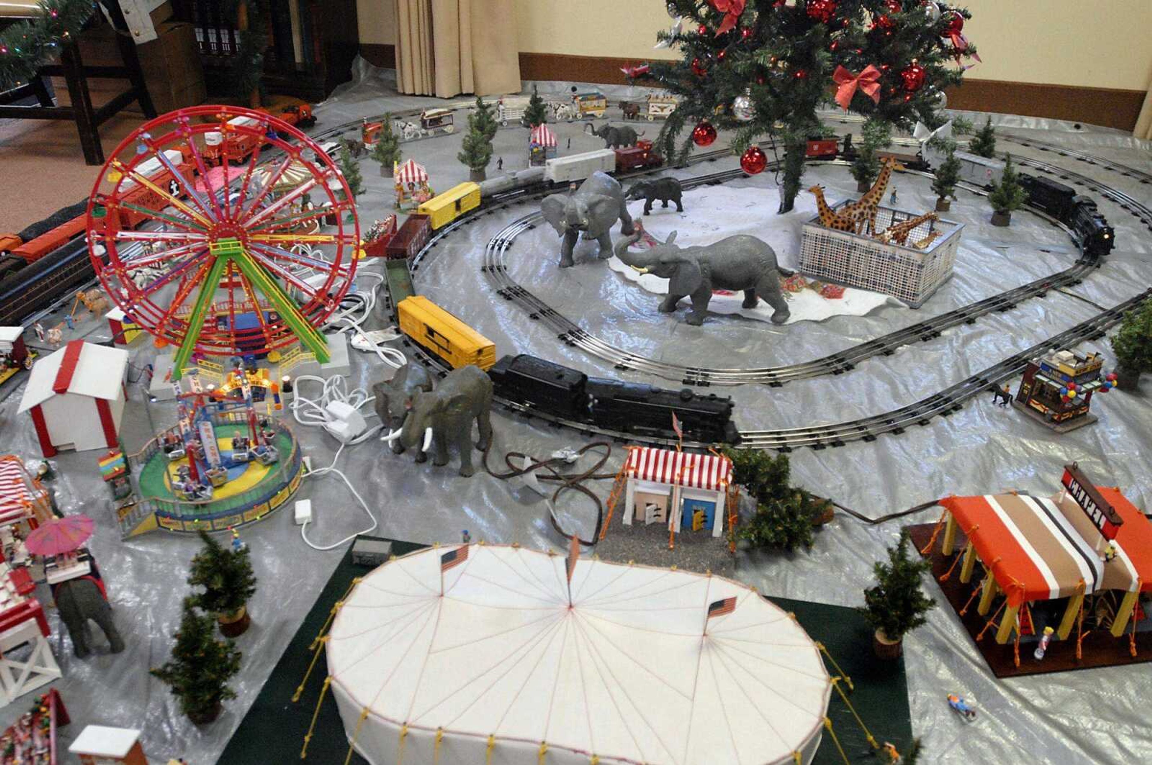 Paul Davis set up a holiday train display at Fountainbleau Lodge in Cape Girardeau. (Kristin Eberts)