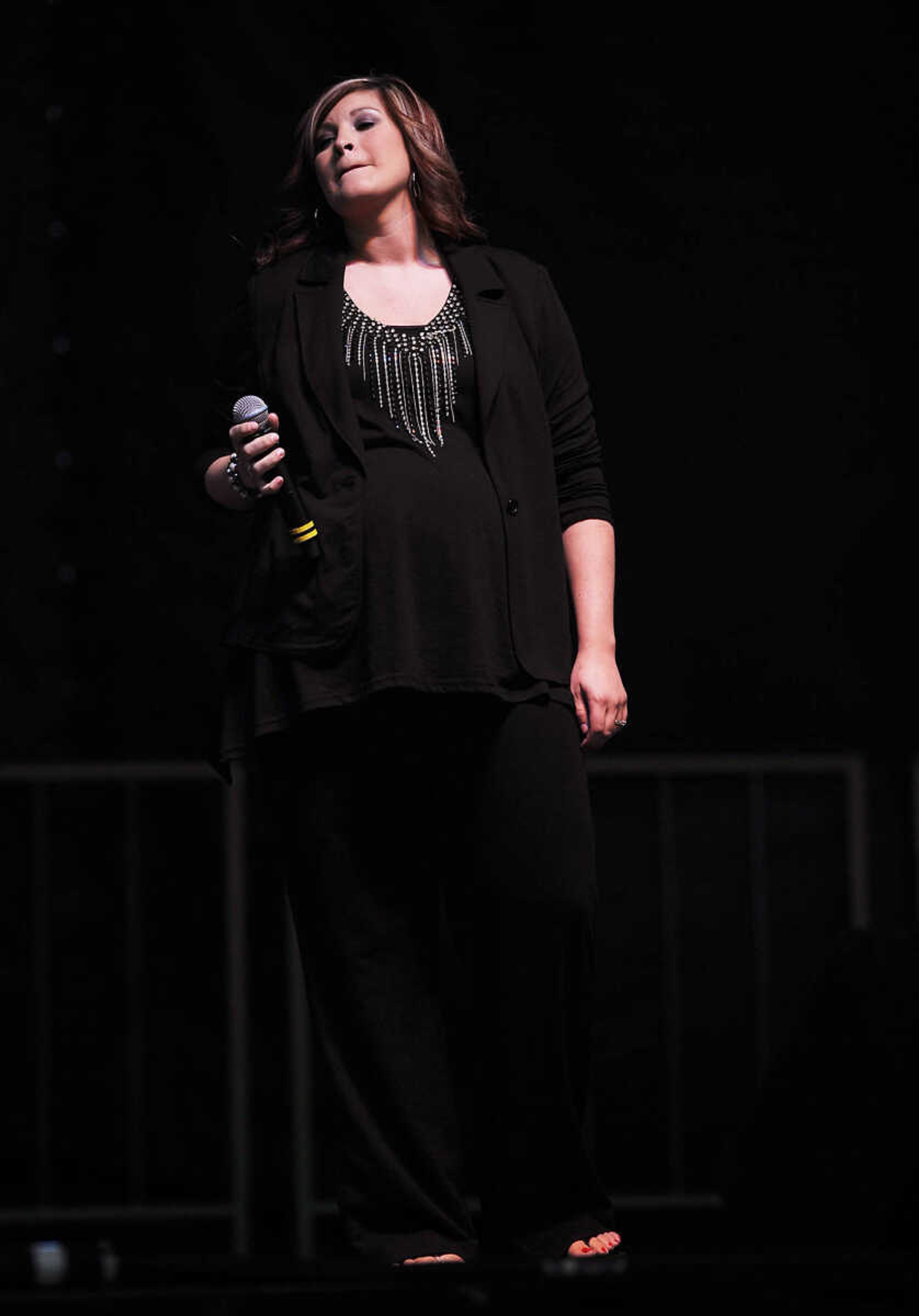 Rachel McDowell of Risco performs in the finals 2012 Heartland Idol competition at at the SEMO District Fair Wednesday, September 12, at Arena Park in Cape Girardeau. McDowell won the annual singing competition.