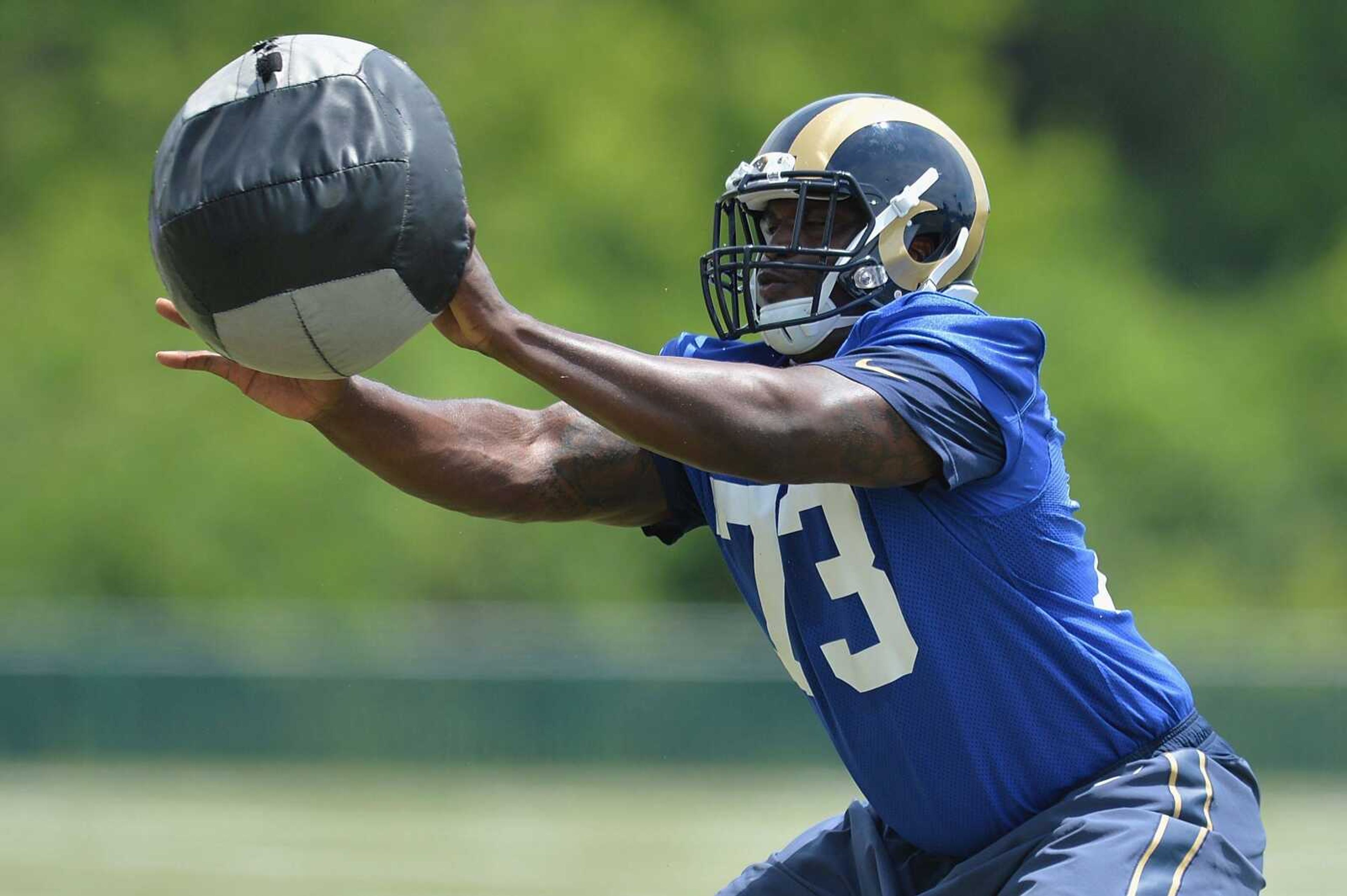 Penalties have been a big problem for Rams offensive lineman Greg Robinson, but the second overall pick of last year's draft is hard at work trying to avoid the flags. (Michael Thomas ~ Associated Press)