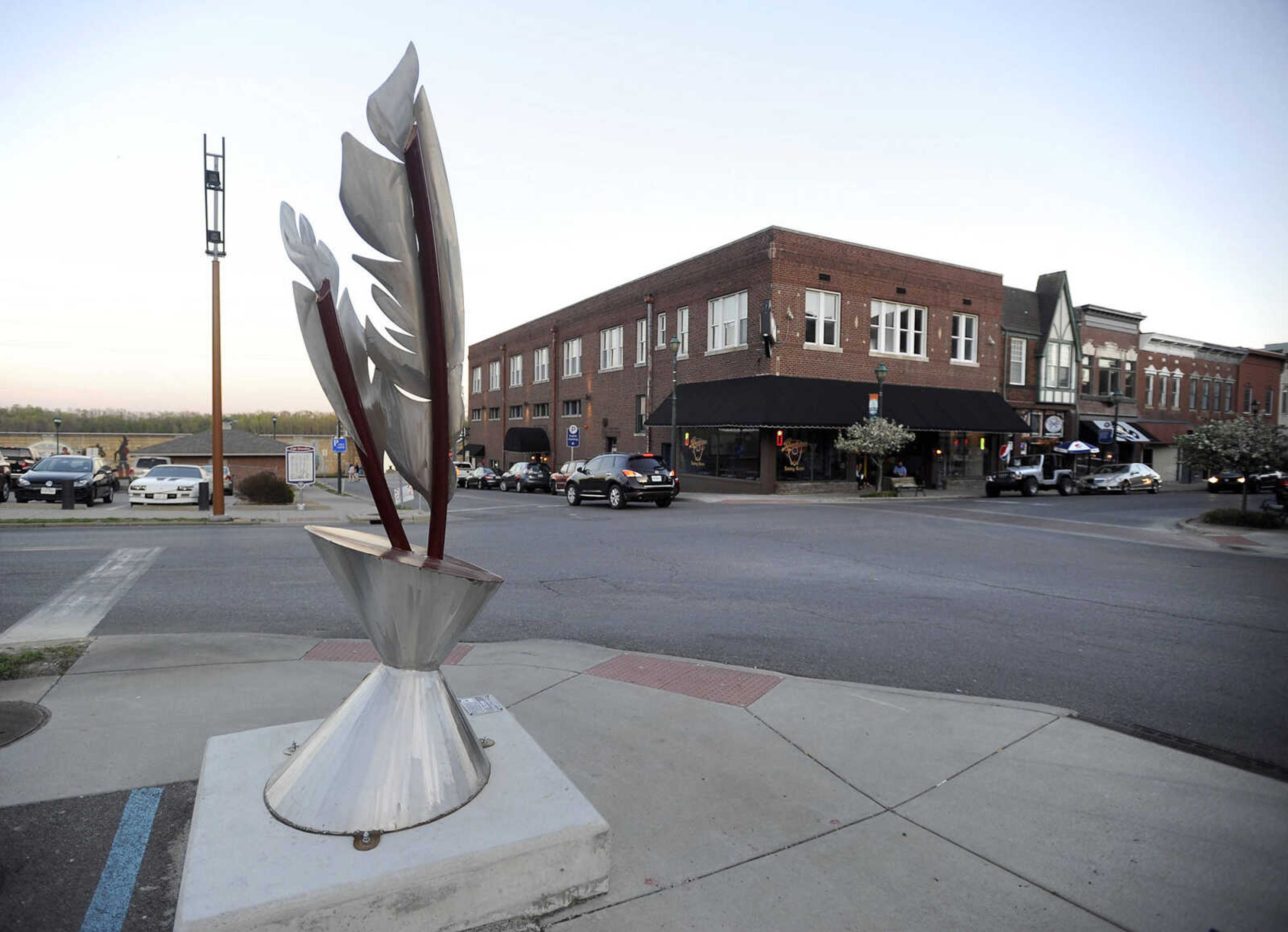 FRED LYNCH ~ flynch@semissourian.com
"Scribe," a sculpture by Bounnak Thammavong of Swisher, Iowa, is seen at Broadway and Main Street on Friday, April 15, 2016 in Cape Girardeau.