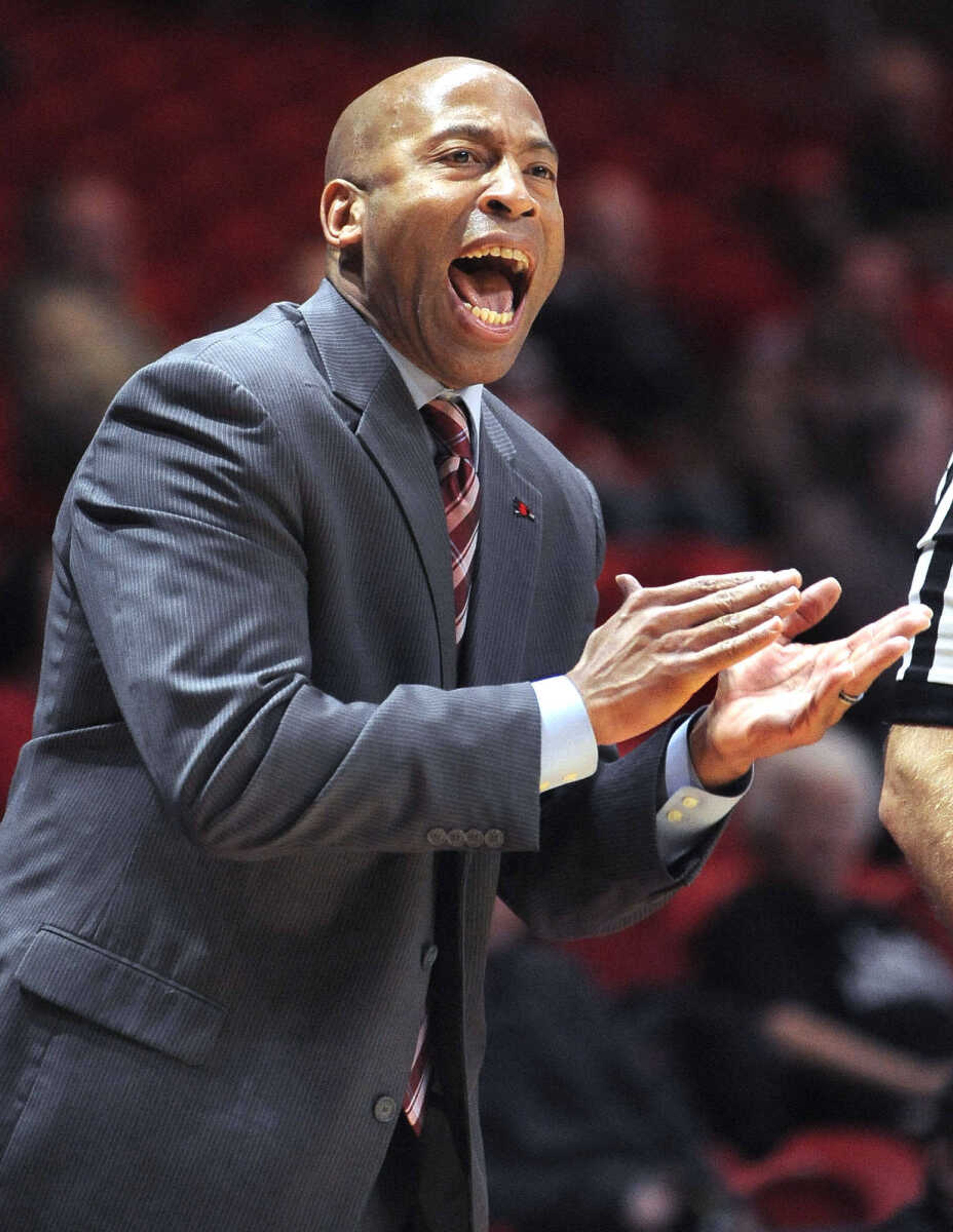 Southeast Missouri State coach Rick Ray directs his team in a recent game at the Show Me Center. (Fred Lynch)