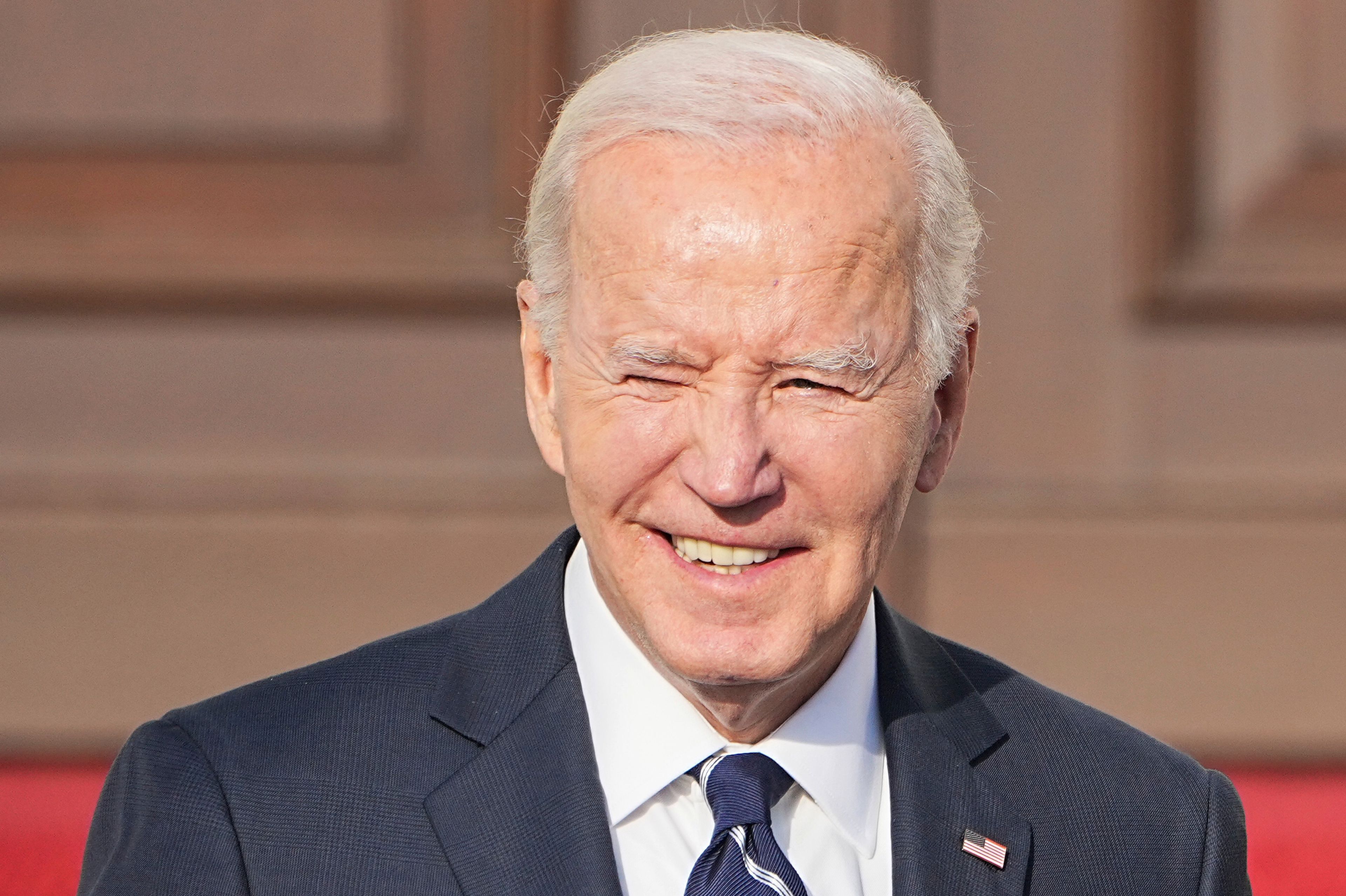 U.S. President Joe Biden looks on as he arrives at Bellevue Palace during his first bilateral visit to Germany, in Berlin, Friday Oct. 18, 2024. (Michael Kappeler/dpa via AP)