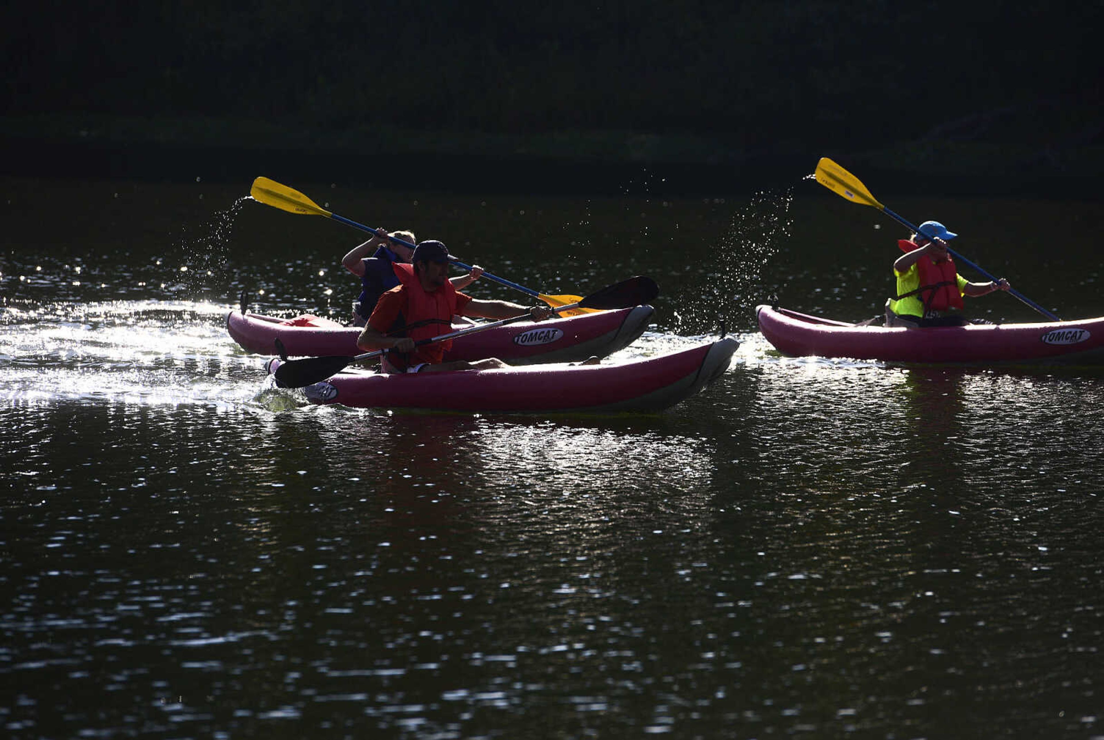 People kayak on Lake Boutin during the first ever St. Jude Heroes Yak 'n Run on Saturday, Aug. 26, 2017, at Trail of Tears State Park. All proceeds from the event support St. Jude Children's Research Hospital