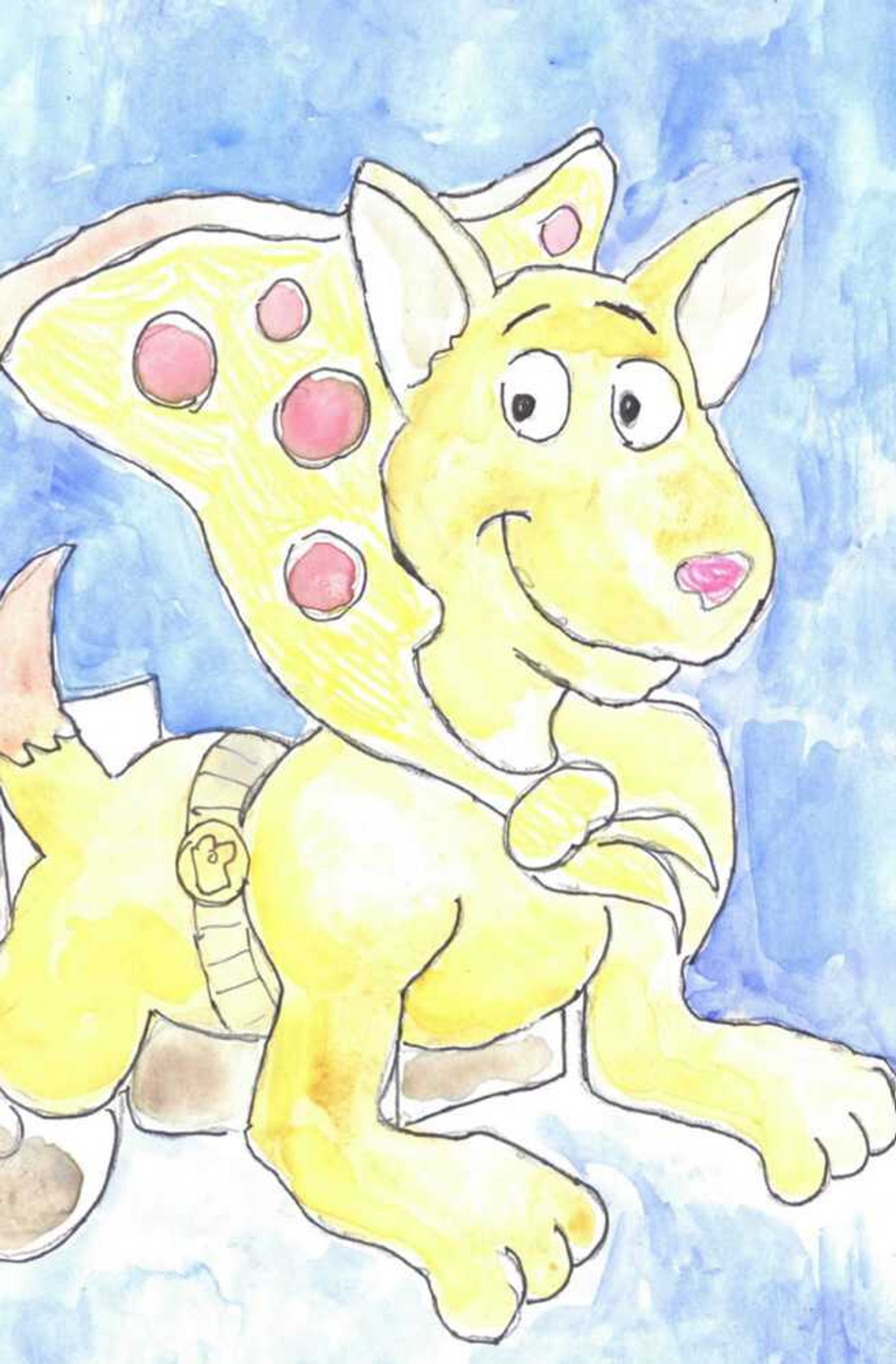 Thomas Shaner illustrated "The Adventures of Pizza Dog" using watercolor paints. The book, created in collaboration with the Arts Council of Southeast Missouri, follows the tale of a dog named Max who meets a three-legged dog named Pizza Dog.