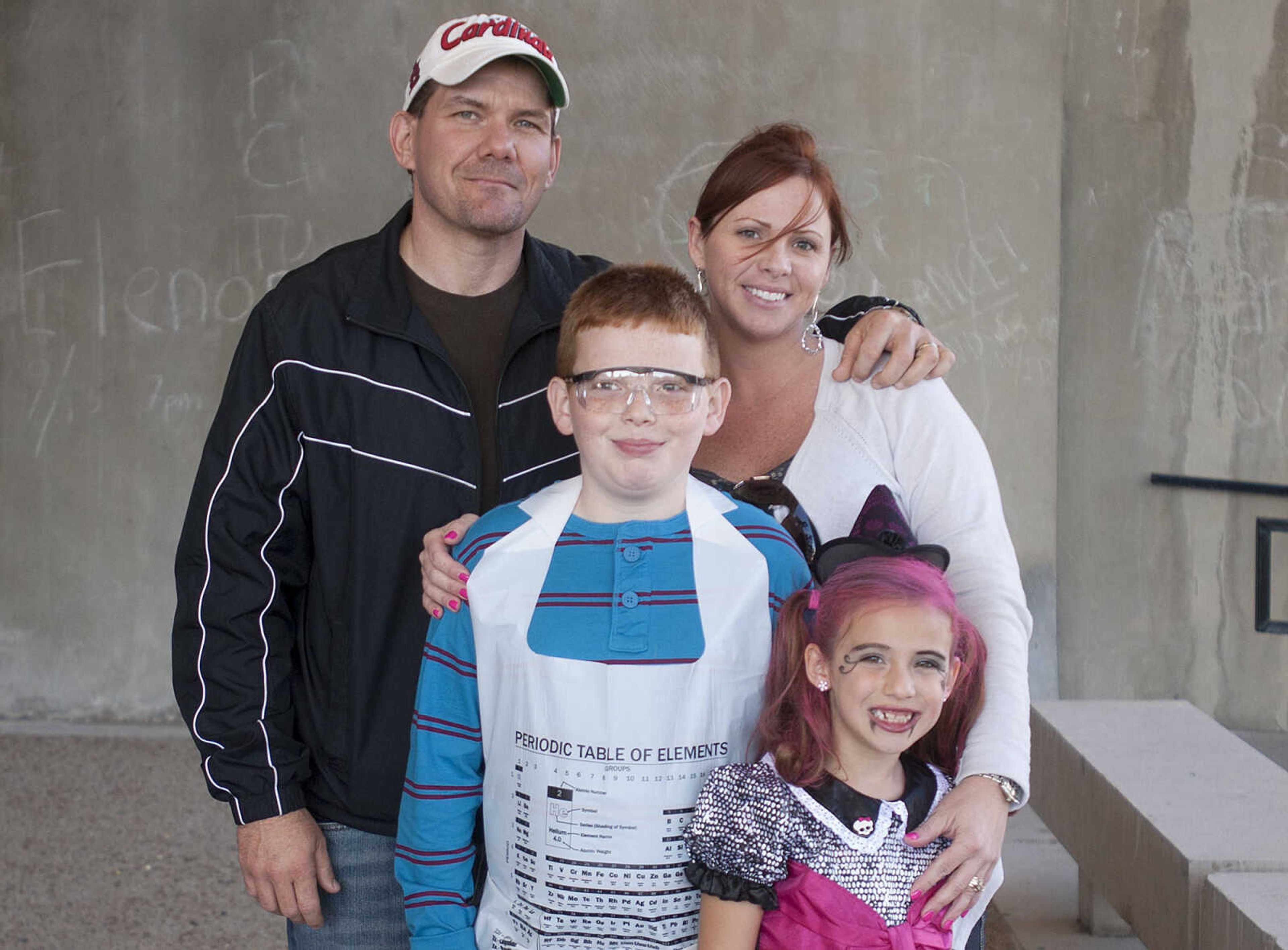 Billy and Marsha Macke with their children Dawson, 12, and Norah, 6, at the fifth annual Halloween Science Night Sunday, Oct. 20, on the campus of Southeast Missouri State University.