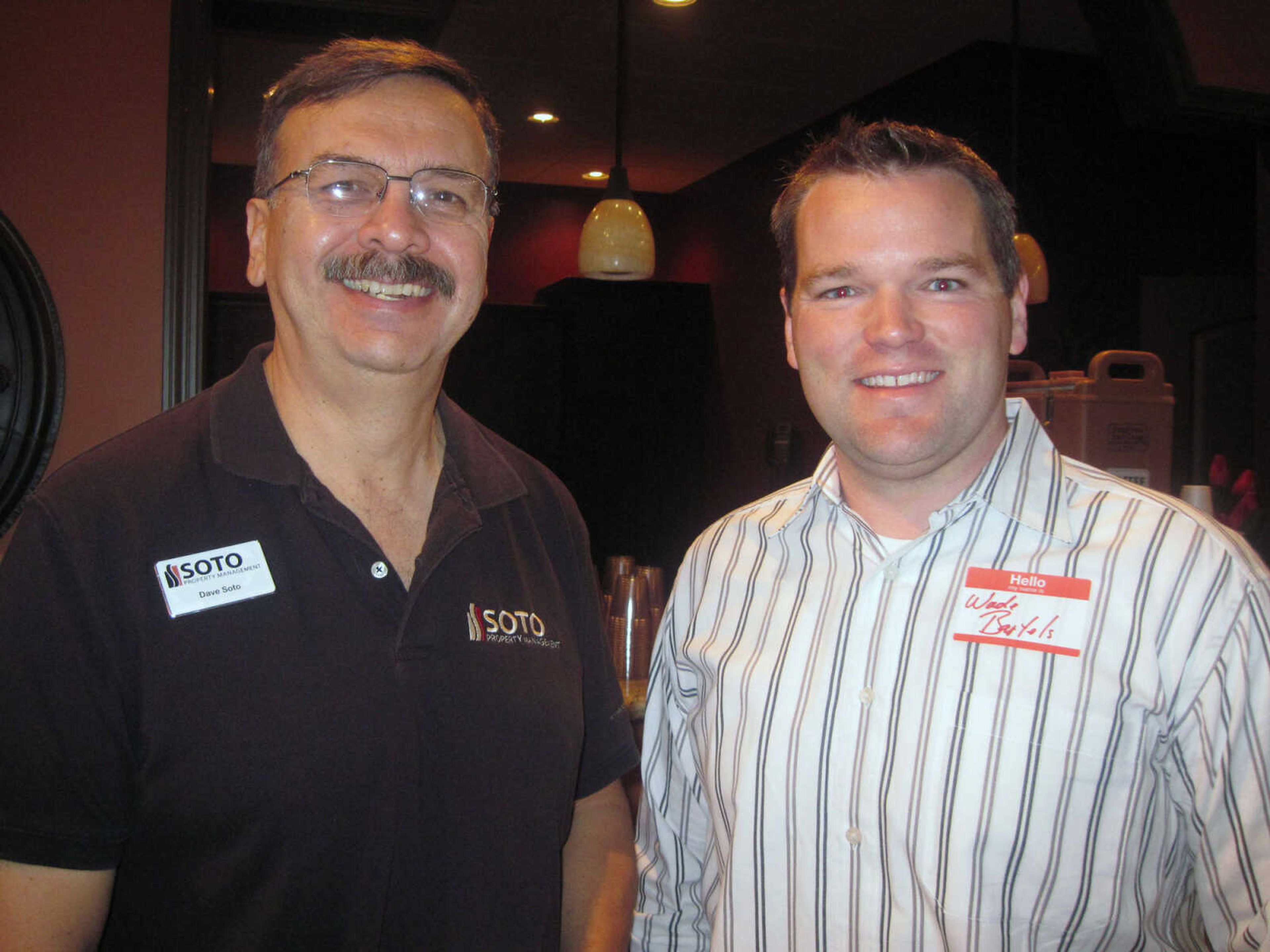 BRIAN BLACKWELL ~ bblackwell@semissourian.com

Dave Soto and Wade Bartels attended the Jackson Chamber of Commerce Business Breakfast at Creative Edge in Jackson, Mo., on May 21, 2010.