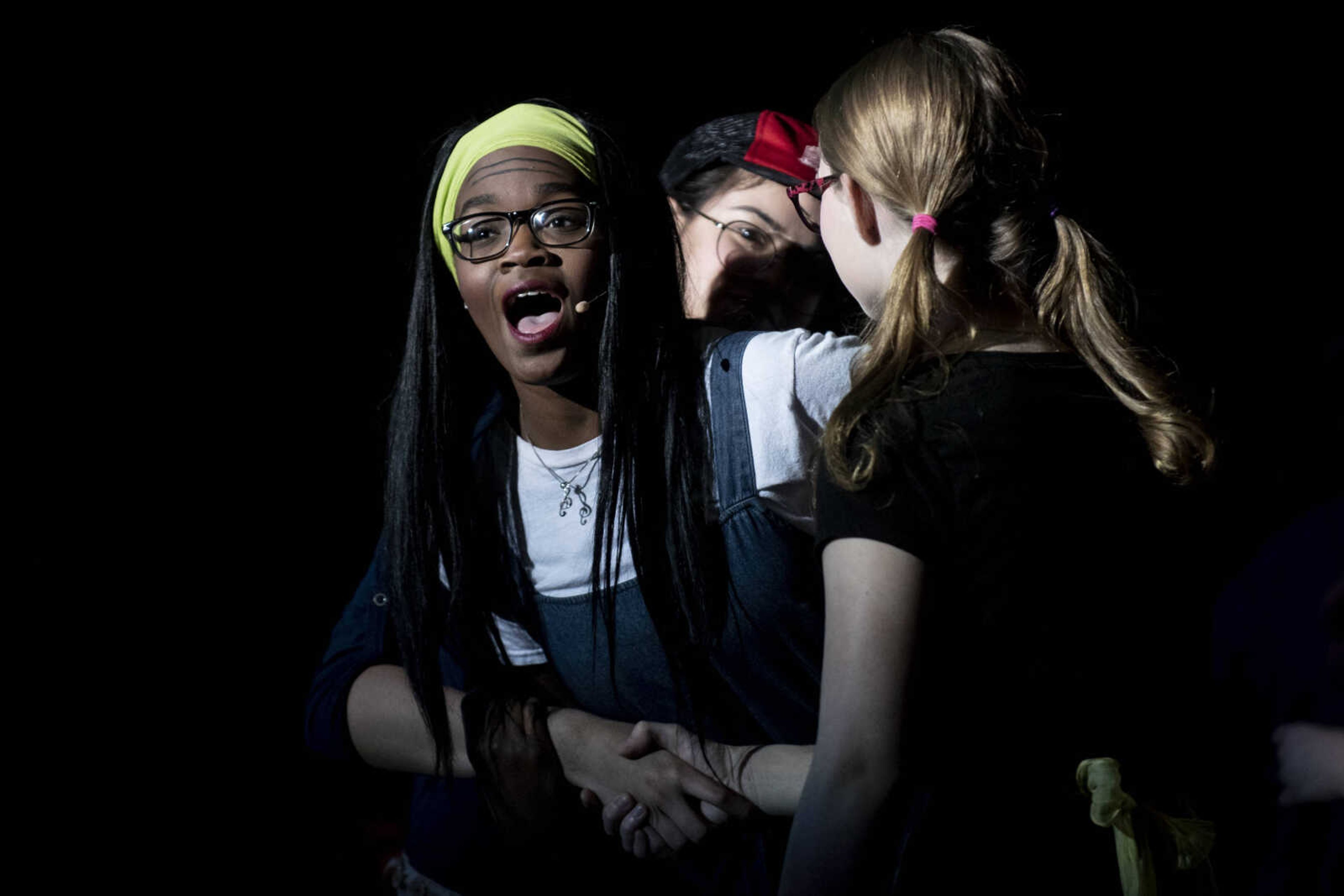 Peighton Robinson, 17, sings "Mamma Mia!" while portraying the character Donna Sheridan during the first act of at Cape Central High School's spring musical production of "Mamma Mia!" Wednesday, April 10, 2019, in Cape Girardeau.