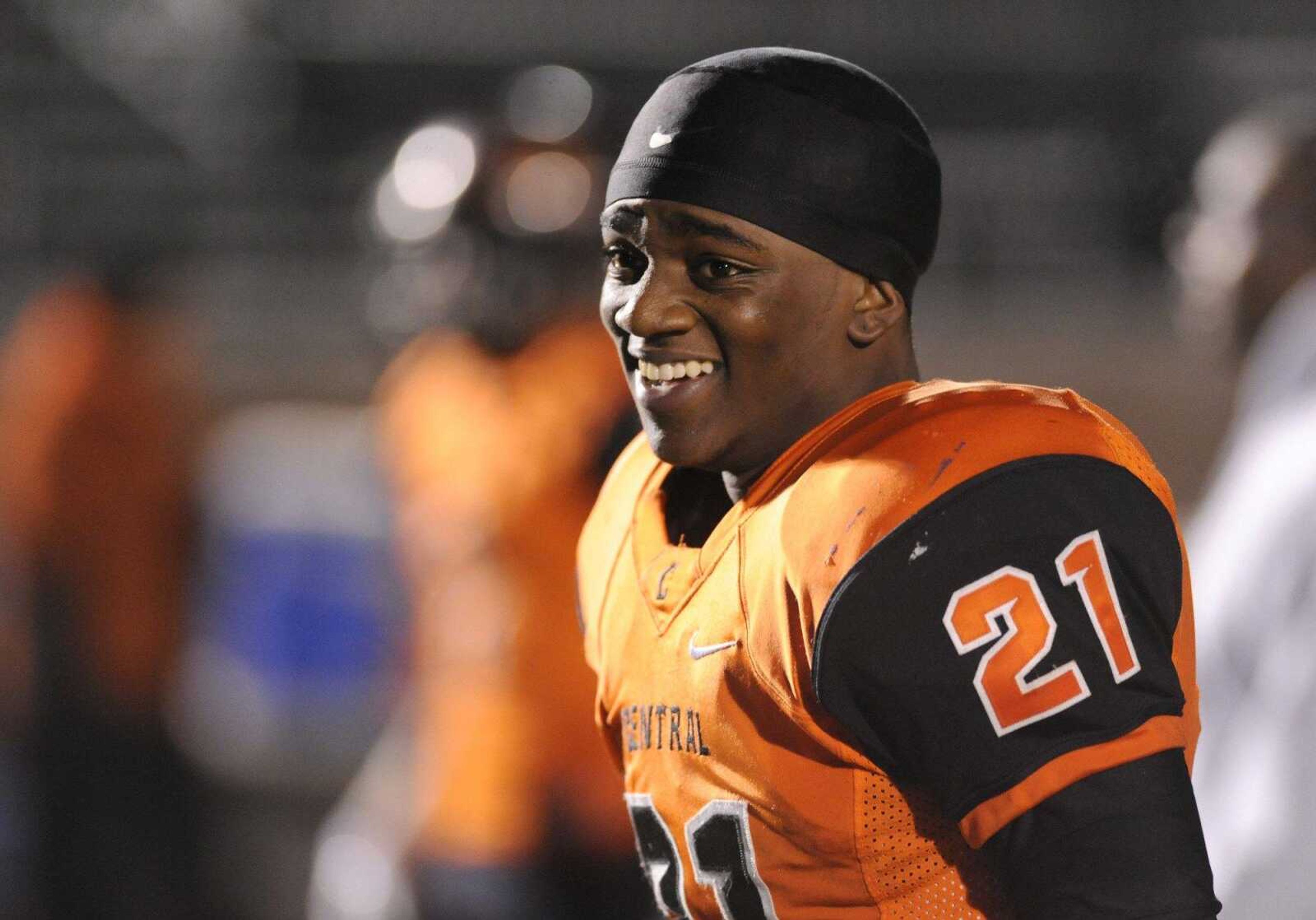 Central s Braion Owens smiles as he walks off the field after their win over Hillsboro in the Class 4 District 1 championship Friday, Nov. 7, 2014 at Central. (Glenn Landberg)