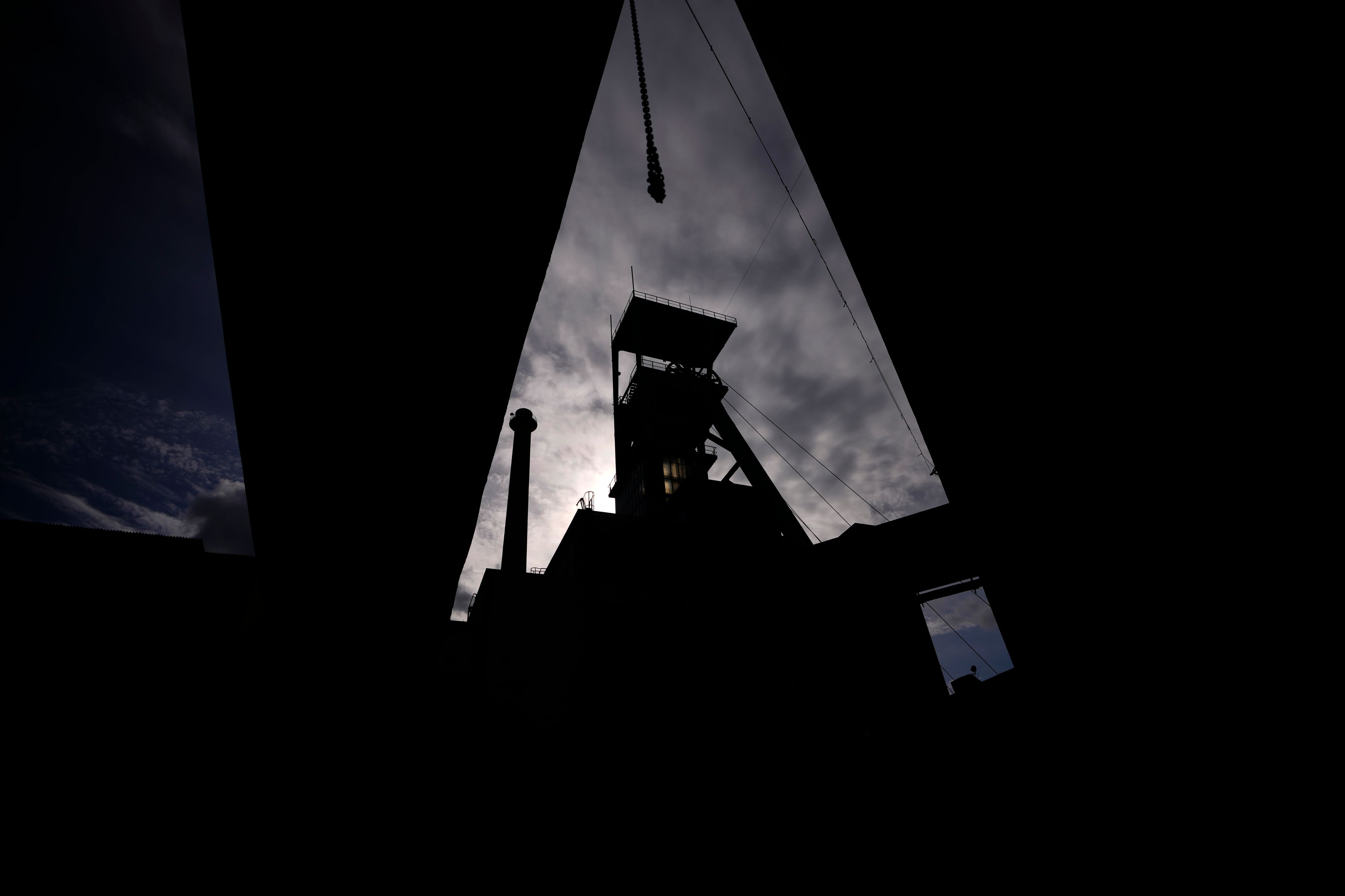 The mining tower at the CSM coal mine is visible in Stonava, Czech Republic, Monday, Oct. 14, 2024. (AP Photo/Petr David Josek)