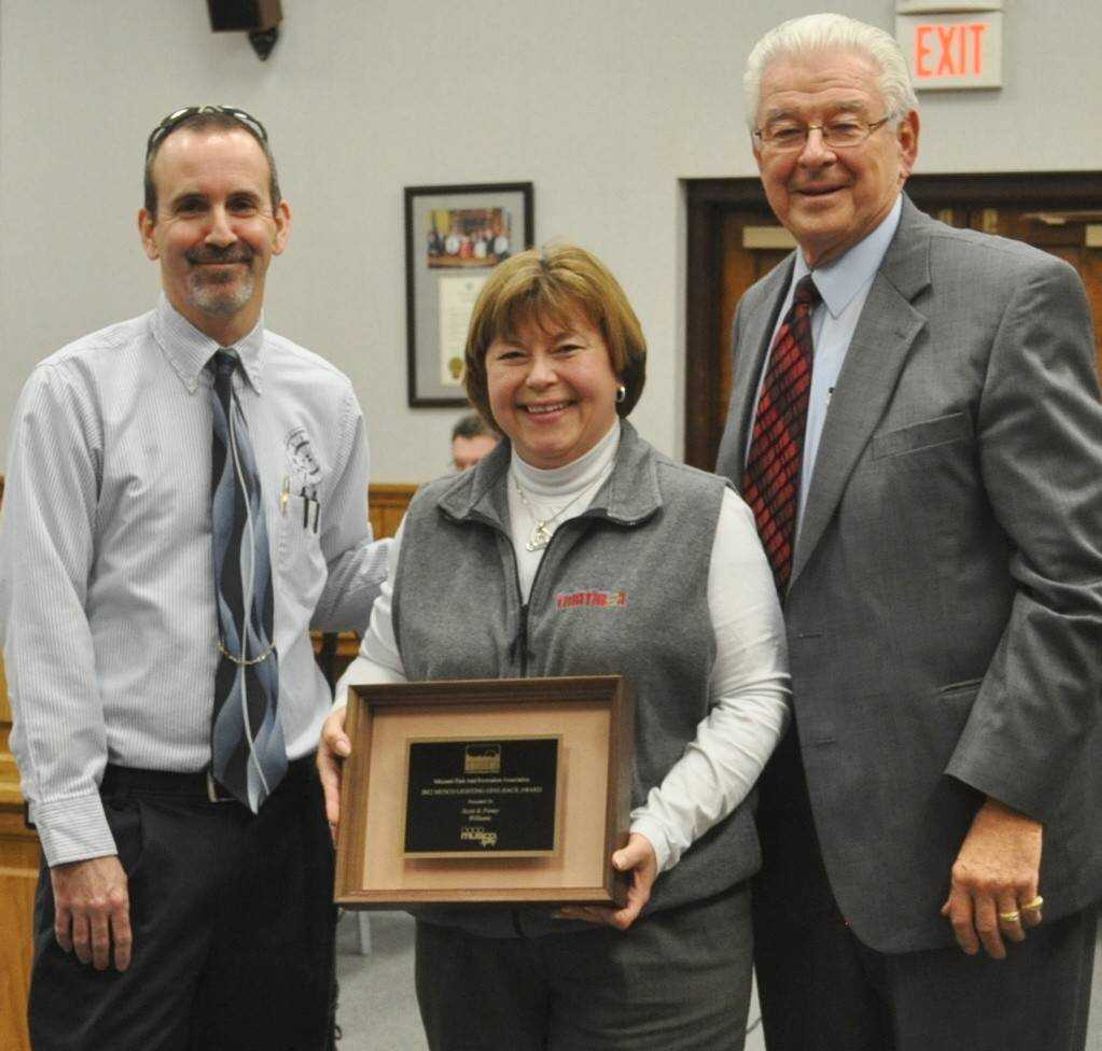 Scott and Penny Williams with Mayor Harry Rediger at a recent Cape Girardeau City Council meeting