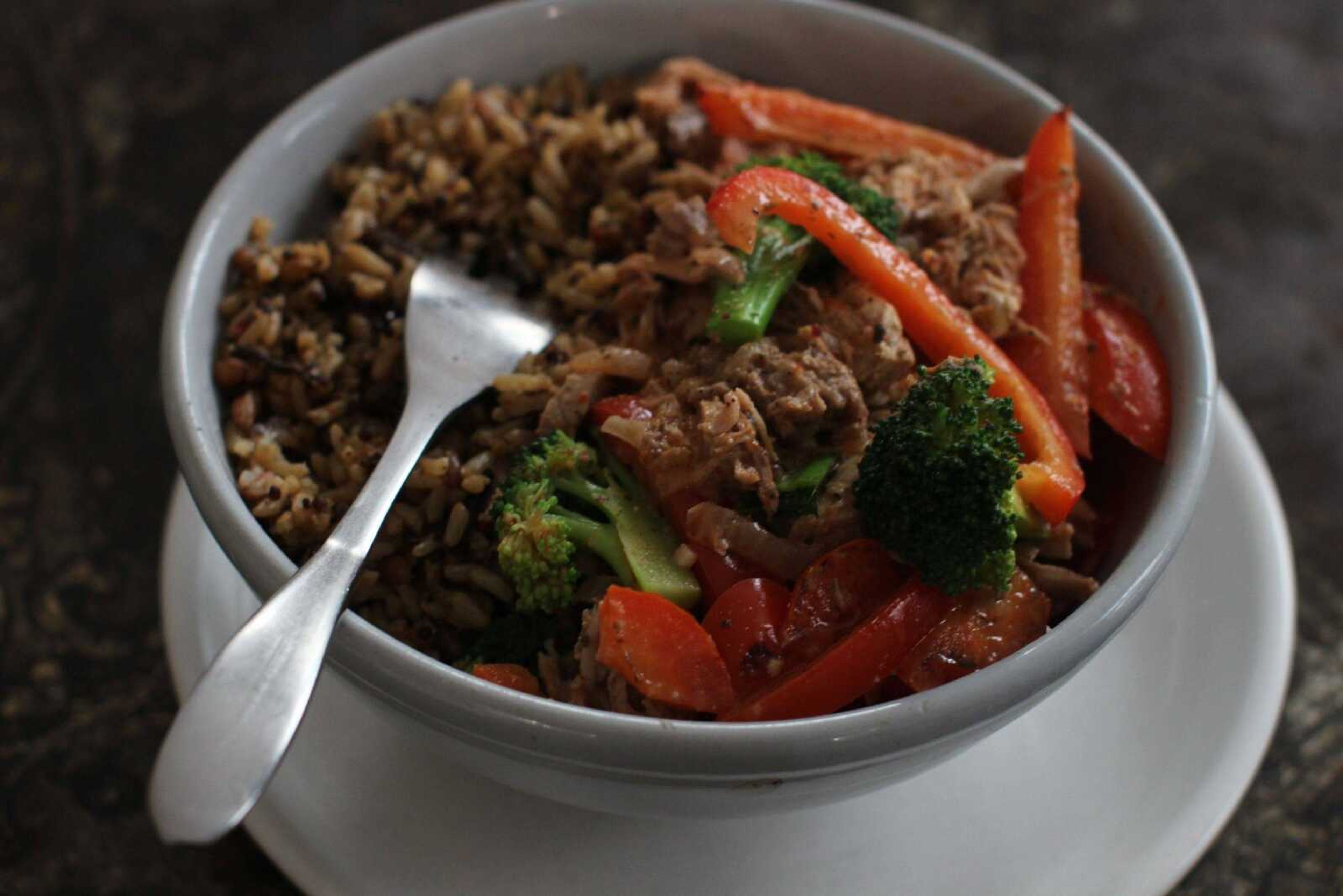 This Jan. 19 photo shows slow-cooker pulled-chicken coconut curry in Concord, New Hampshire. (Matthew Mead/Associated Press)