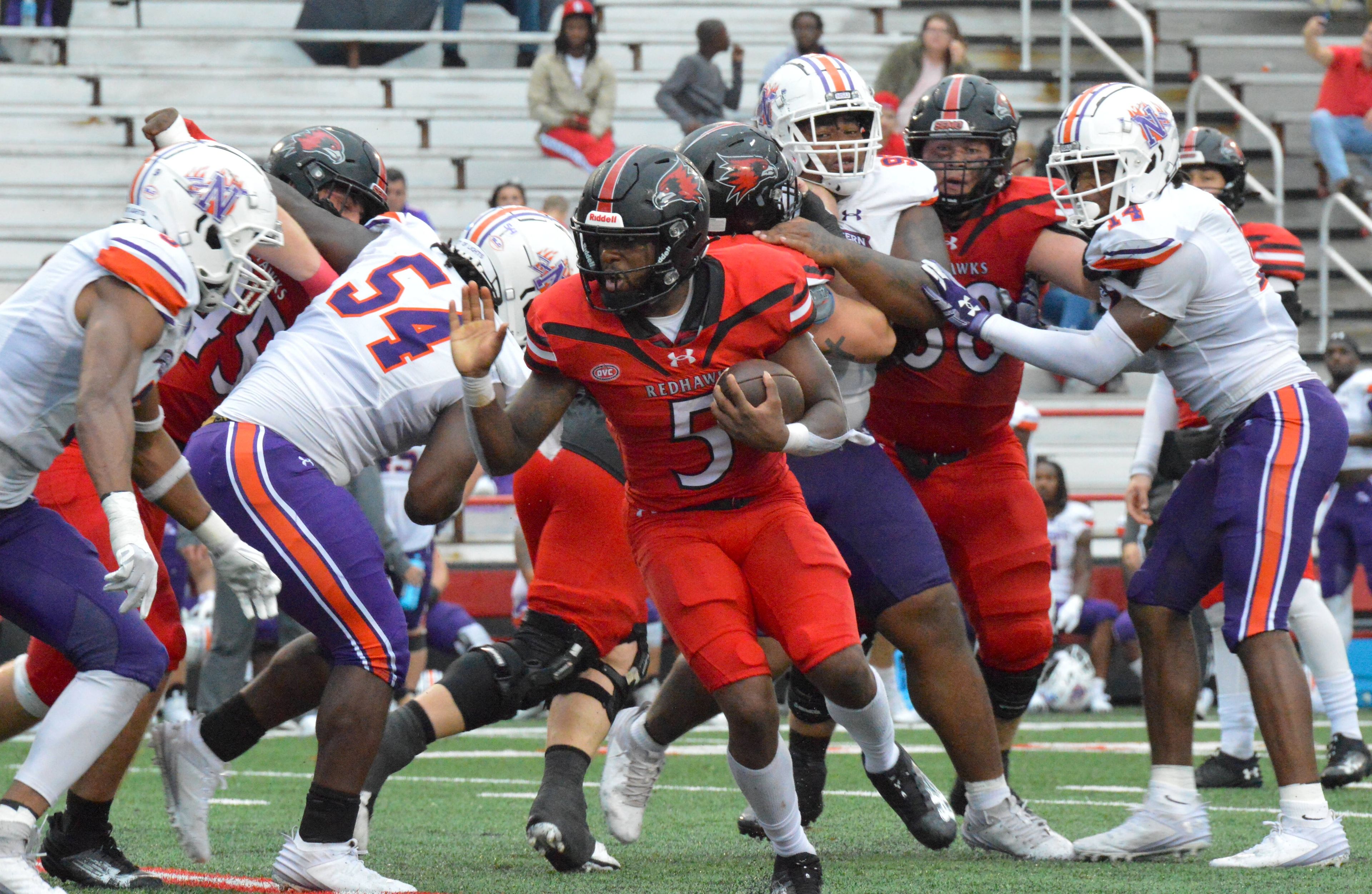  SEMO running back Darrell Smith cuts this run to the outside against Northwestern State on Saturday, Sept. 28. 