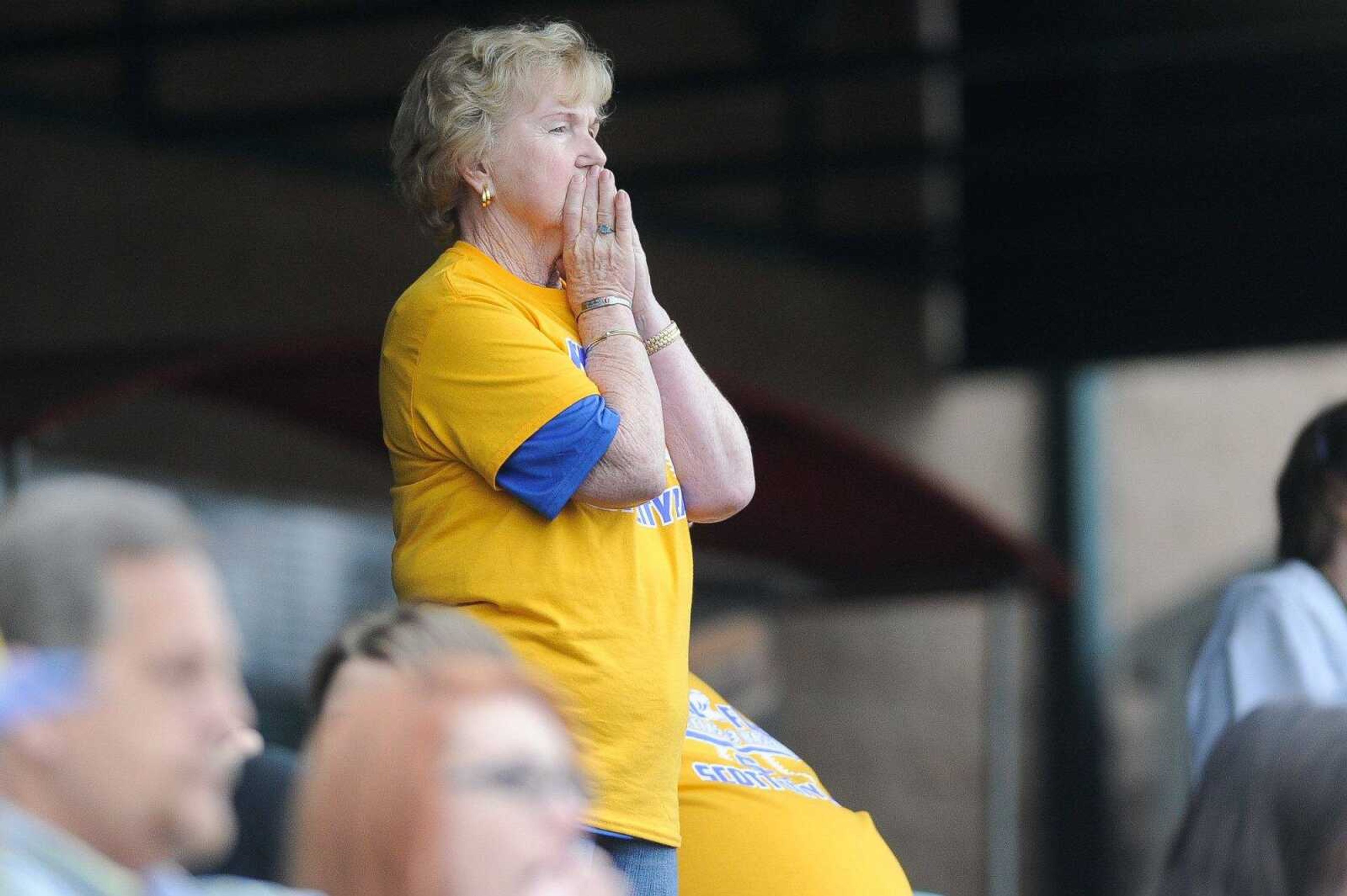 Scott City fans watch a Class 3 semifinal against Warsaw, Monday, June 1, 2015 in O Fallon, Missouri. (Glenn Landberg)